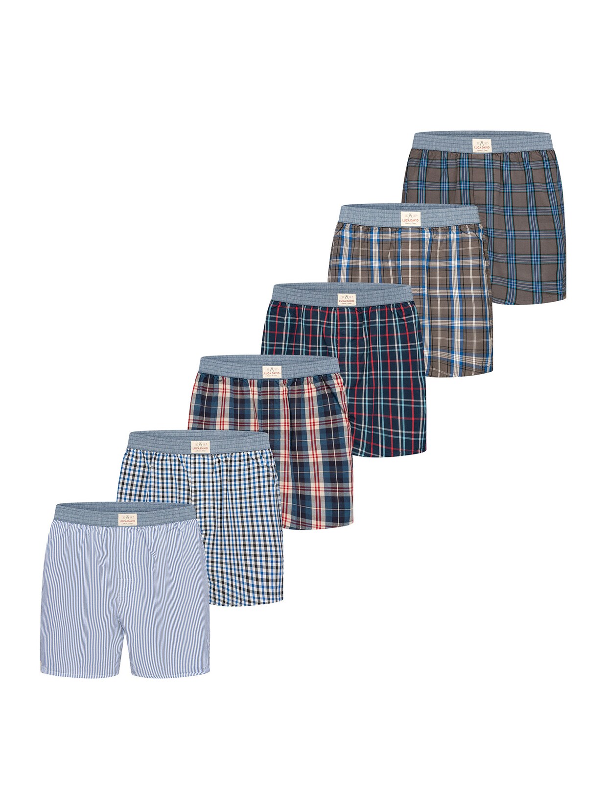 Luca David Herren Boxer Karos 6er Pack