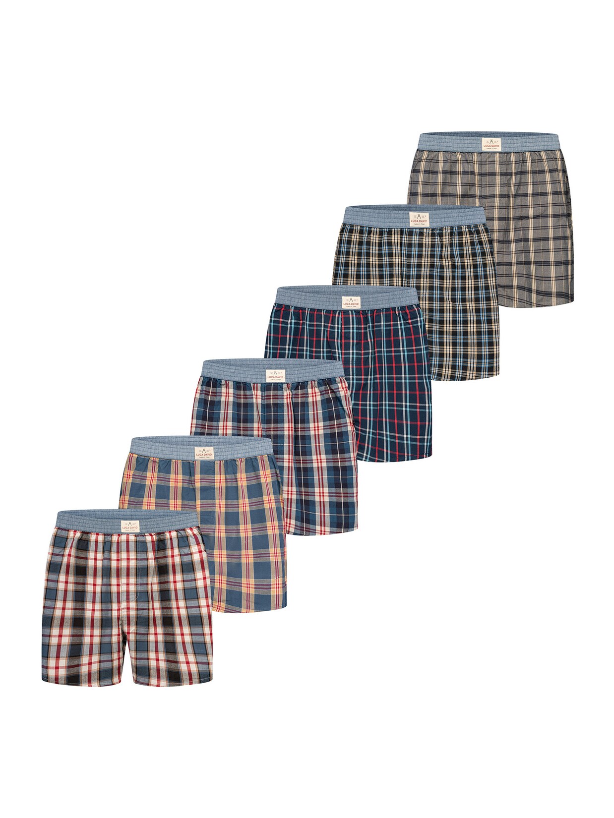 Luca David Herren Boxer Karos 6er Pack