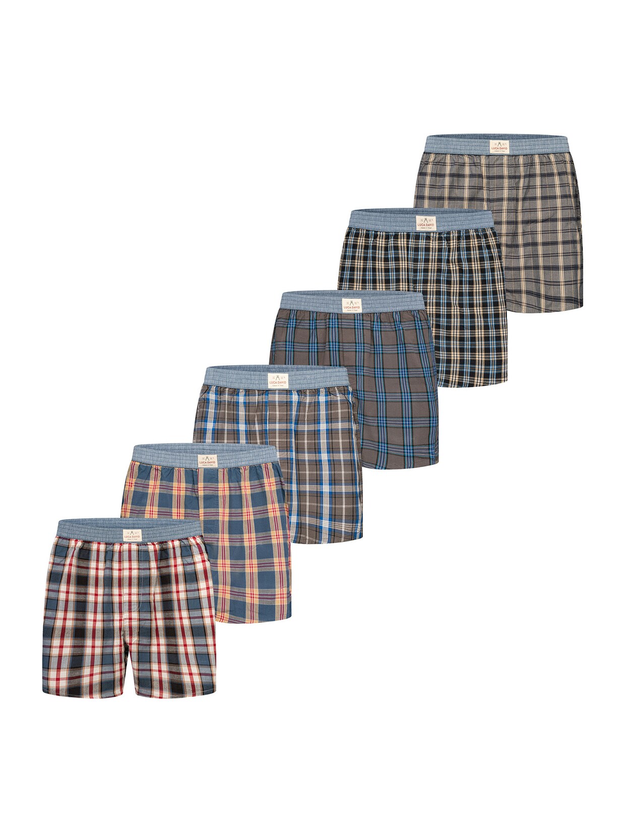 Luca David Herren Boxer Karos 6er Pack