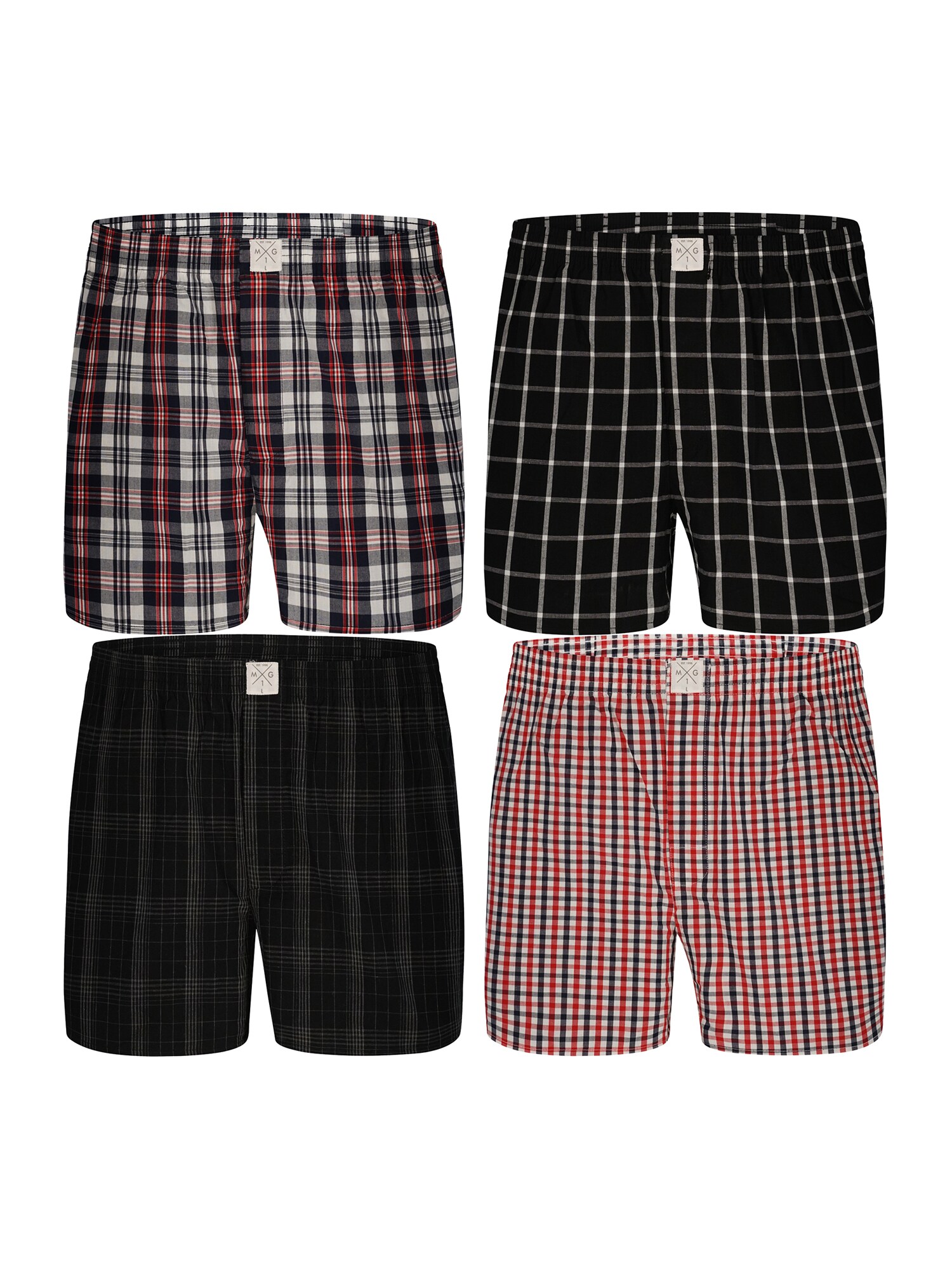 MG-1 Herren Web-Boxershorts Classic Checks 4-Pack 4er Pack - Bild 1