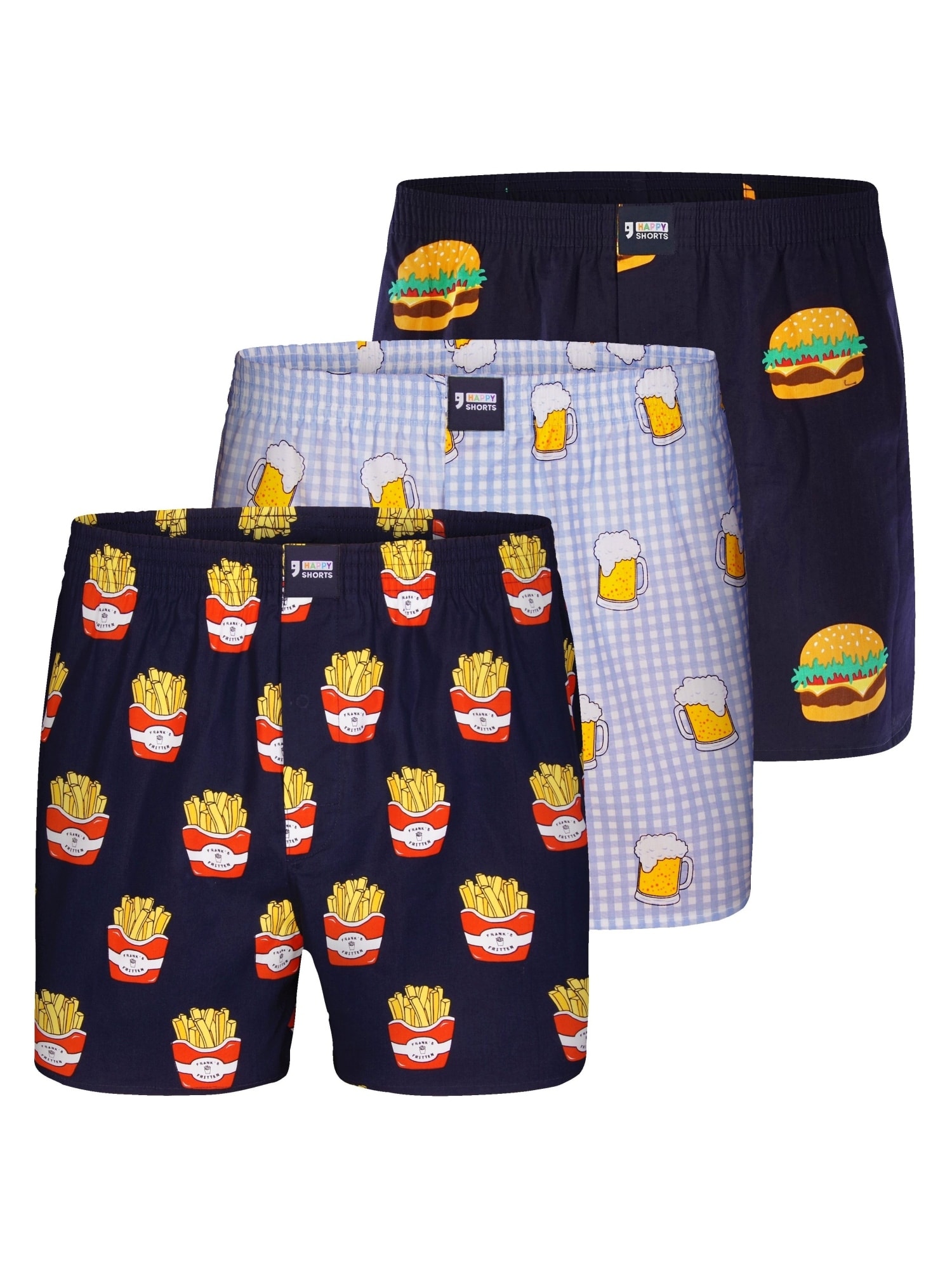 Happy Shorts Herren 3-Pack Boxershorts Motivprint 1er Pack - Bild 1