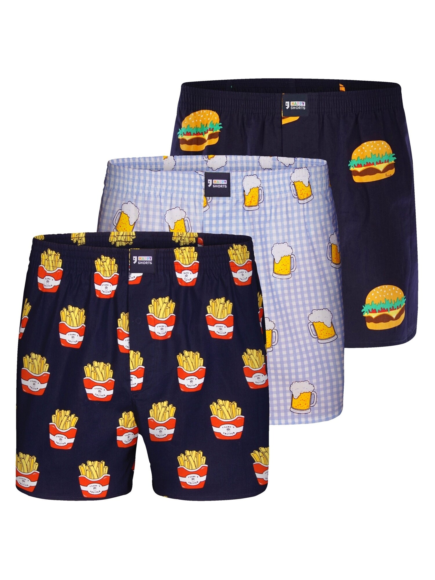 Happy Shorts Herren 3-Pack Boxershorts Motivprint 1er Pack - Bild 1