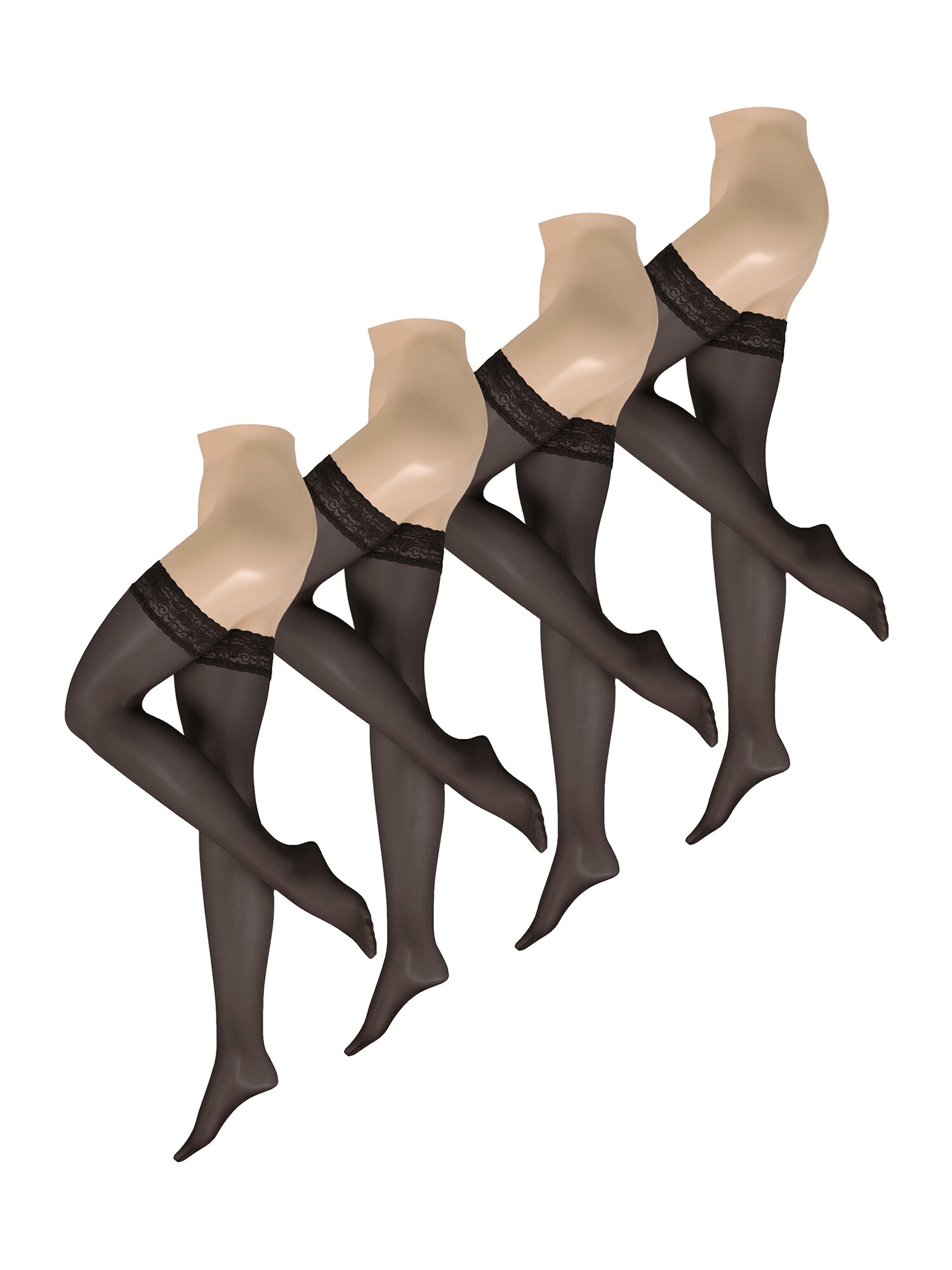 NUR DIE Damen Feinstrumpfhose Strumpf Halterlos 20 DEN 4er Pack - Bild 1