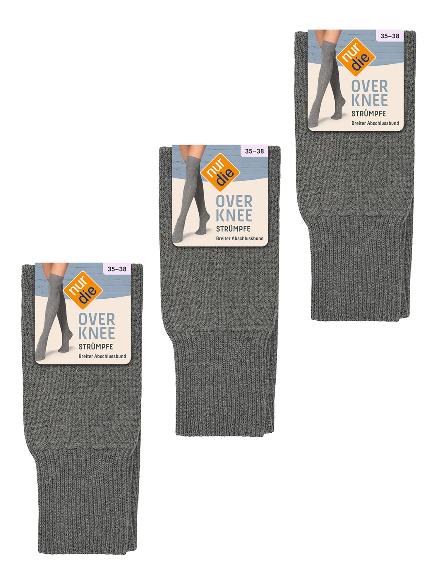 NUR DIE Damen Kniestr&uuml;mpfe Overknee 3er Pack - Bild 1