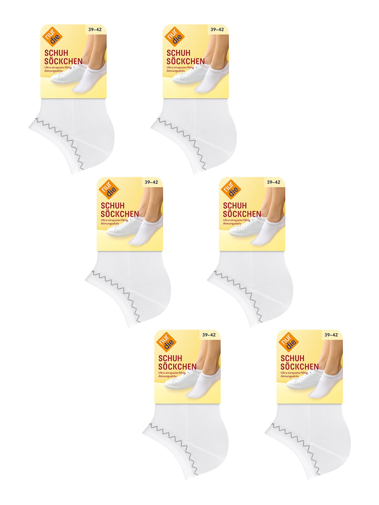 NUR DIE Damen Sneakersocken Schuhsöckchen 6er Pack