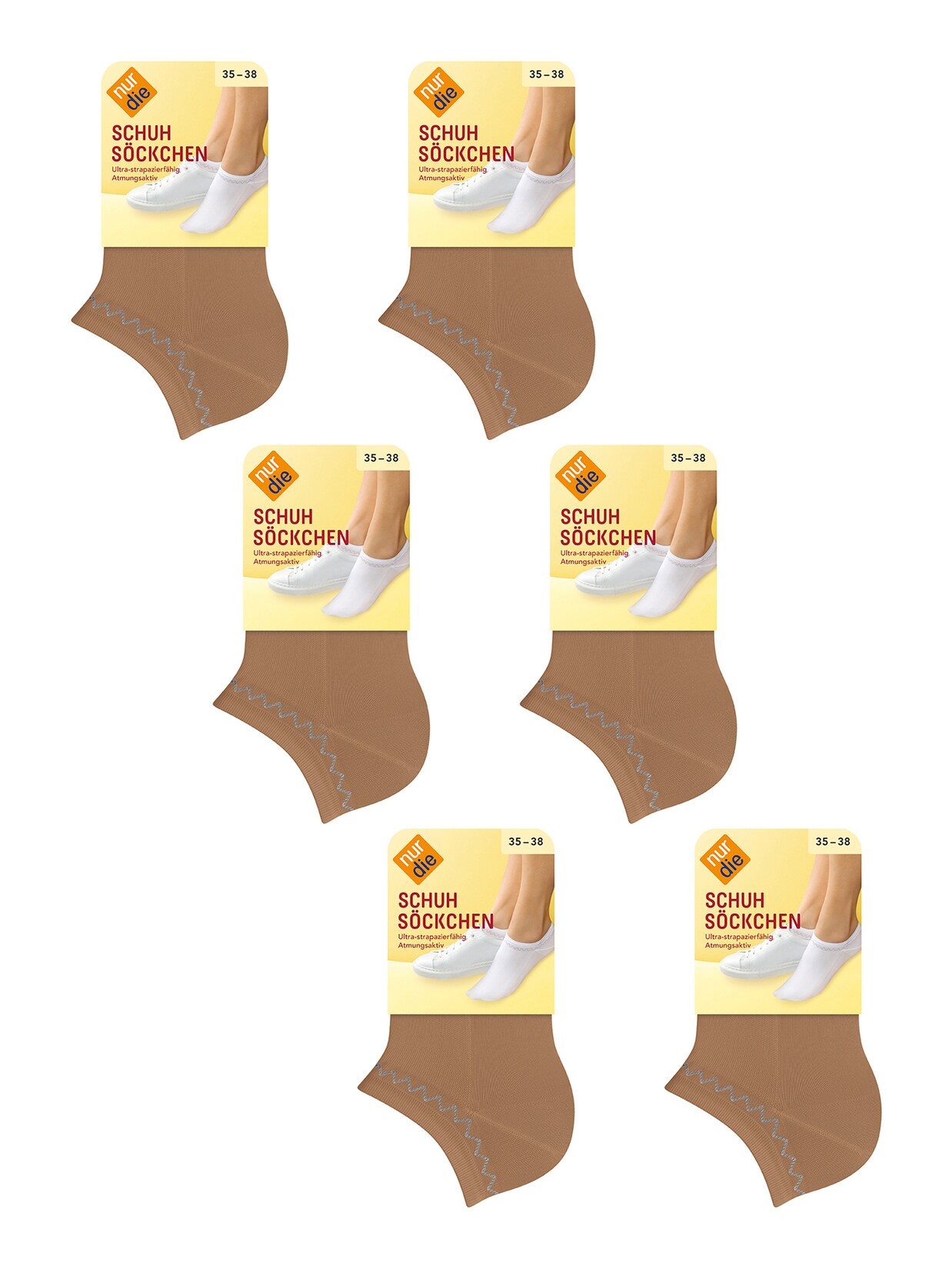 NUR DIE Damen Sneakersocken Schuhsöckchen 6er Pack