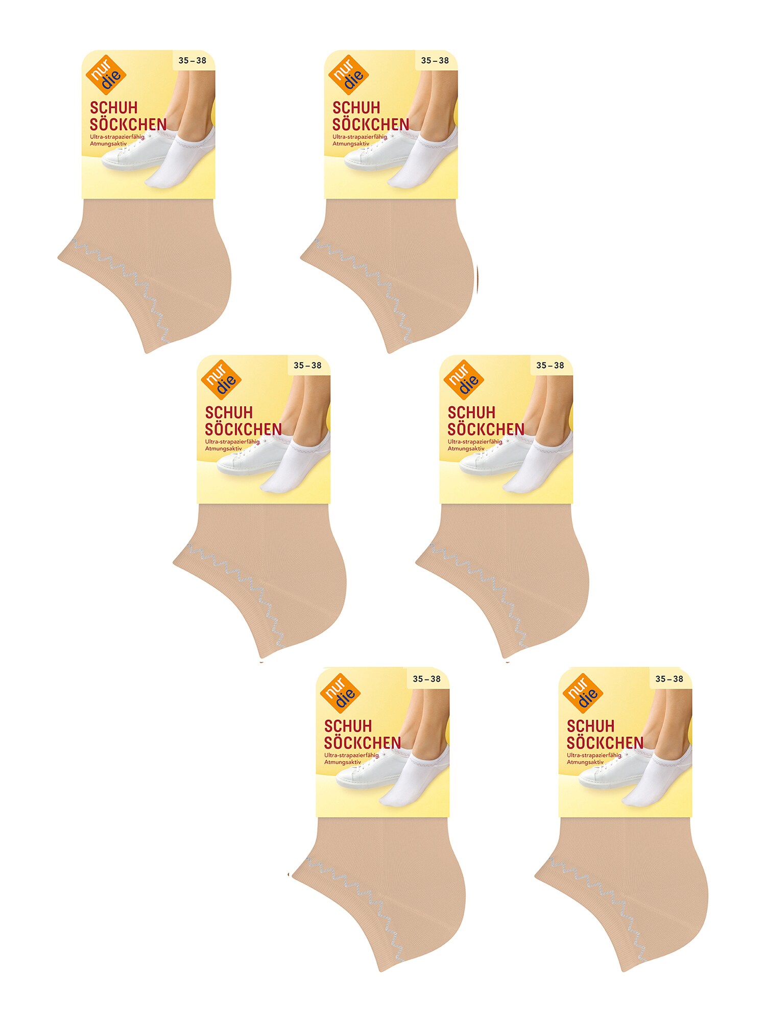 NUR DIE Damen Sneakersocken Schuhs&ouml;ckchen 6er Pack - Bild 1