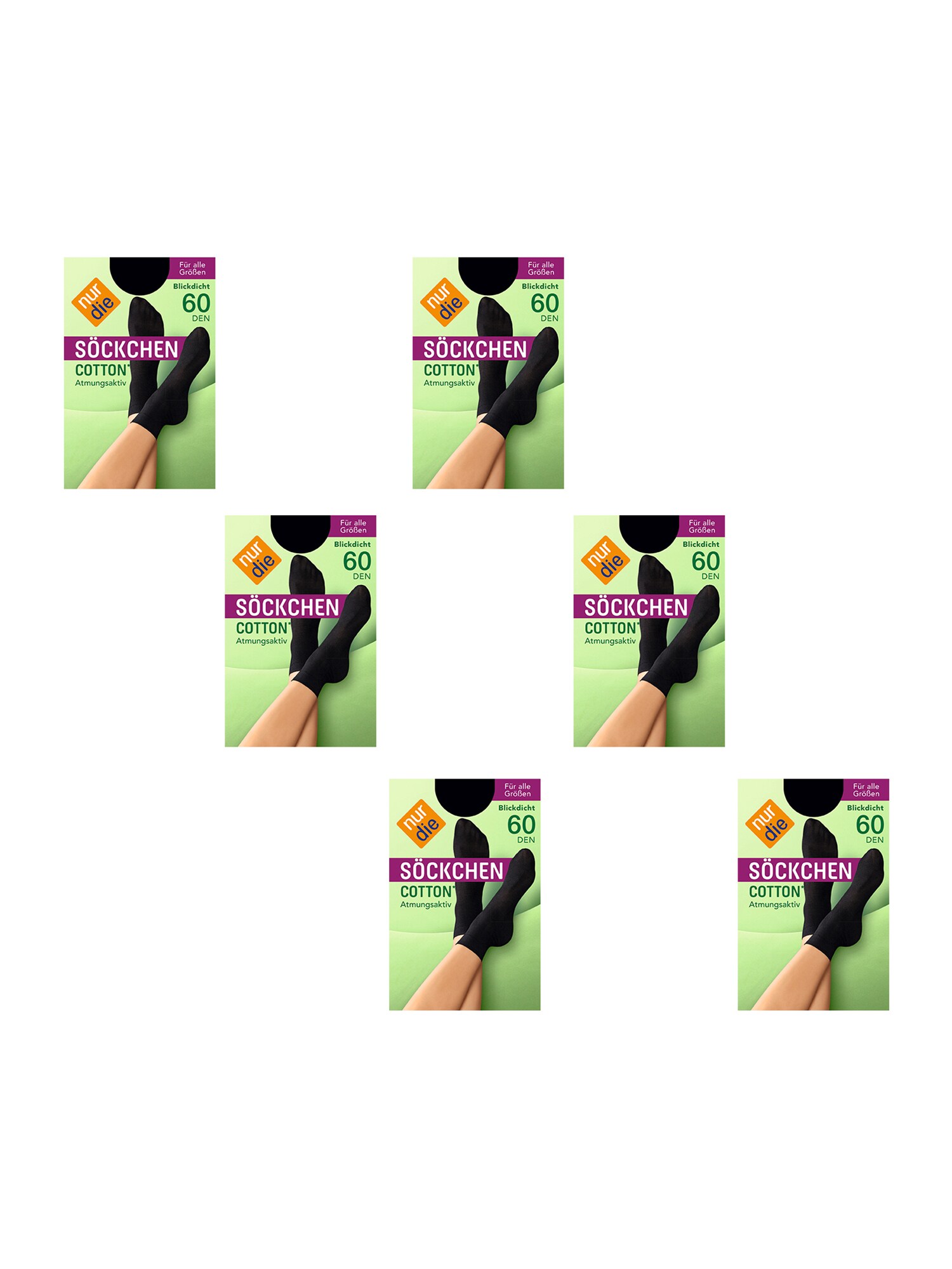 NUR DIE Damen Sneakersocken S&ouml;ckchen Cotton 60 DEN 6er Pack - Bild 1