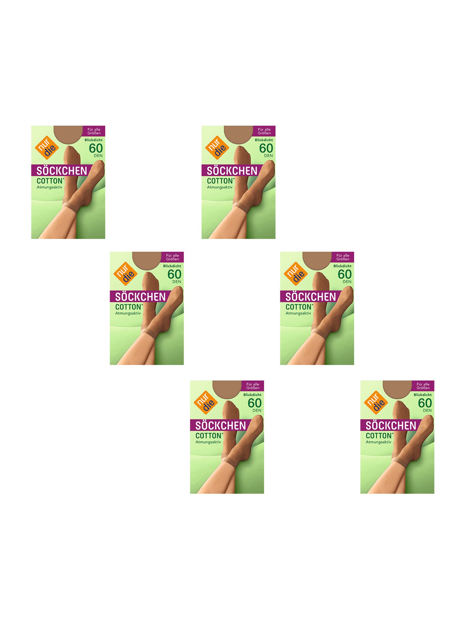 NUR DIE Damen Sneakersocken S&ouml;ckchen Cotton 60 DEN 6er Pack - Bild 1