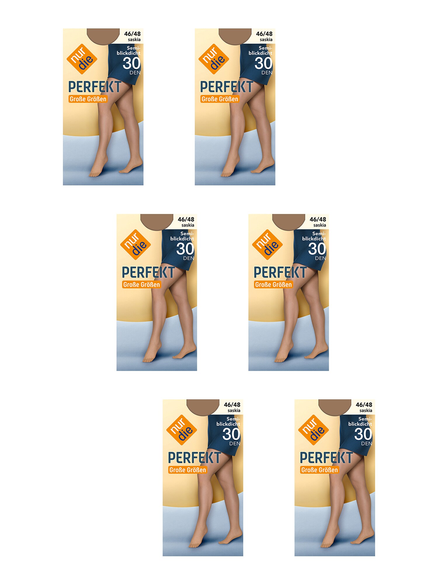 NUR DIE Damen Feinstrumpfhose Perfekt Gro&szlig;e Gr&ouml;&szlig;en 30 DEN 6er Pack - Bild 1