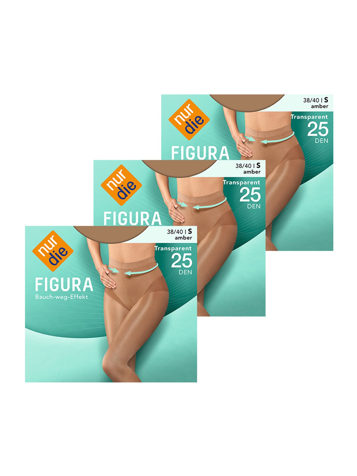 NUR DIE Damen Feinstrumpfhose Figura 25 DEN 3er Pack