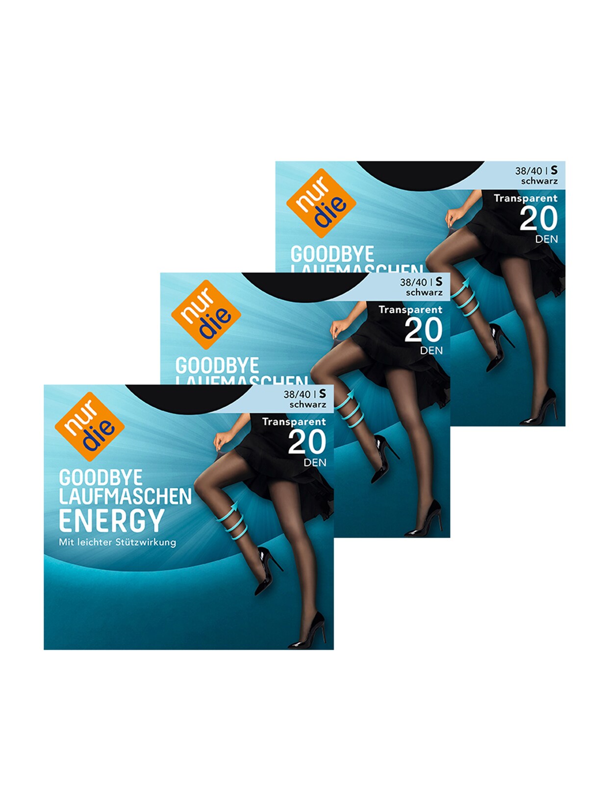 NUR DIE Damen Feinstrumpfhose Goodbye Laufmaschen Energy 20 DEN 3er Pack