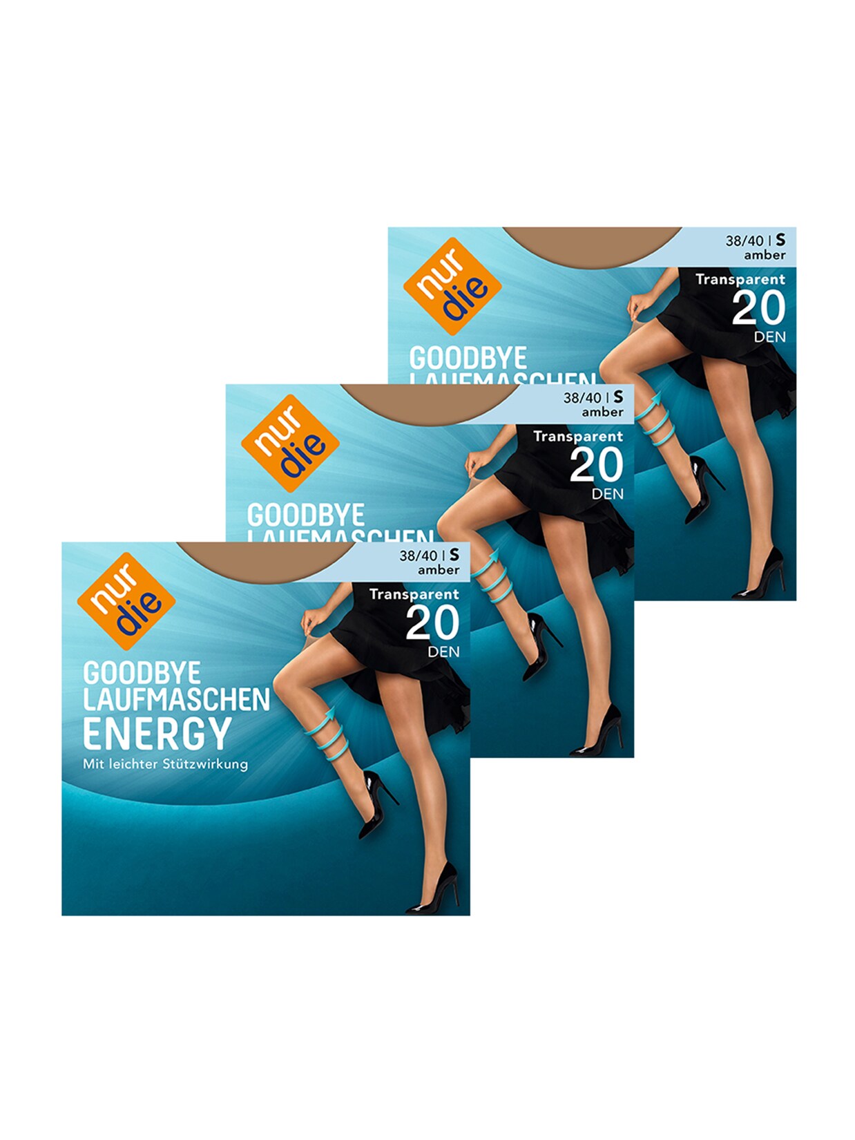 NUR DIE Damen Feinstrumpfhose Goodbye Laufmaschen Energy 20 DEN 3er Pack