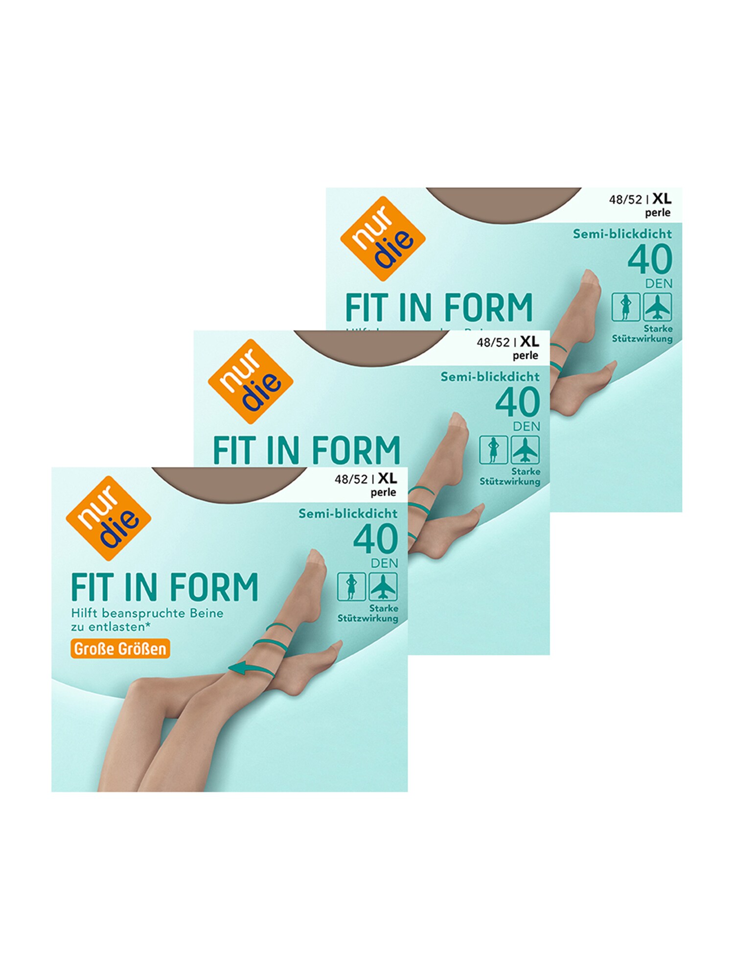 NUR DIE Damen Feinstrumpfhose Fit in Form Gro&szlig;e Gr&ouml;&szlig;en 40 DEN 3er Pack - Bild 1