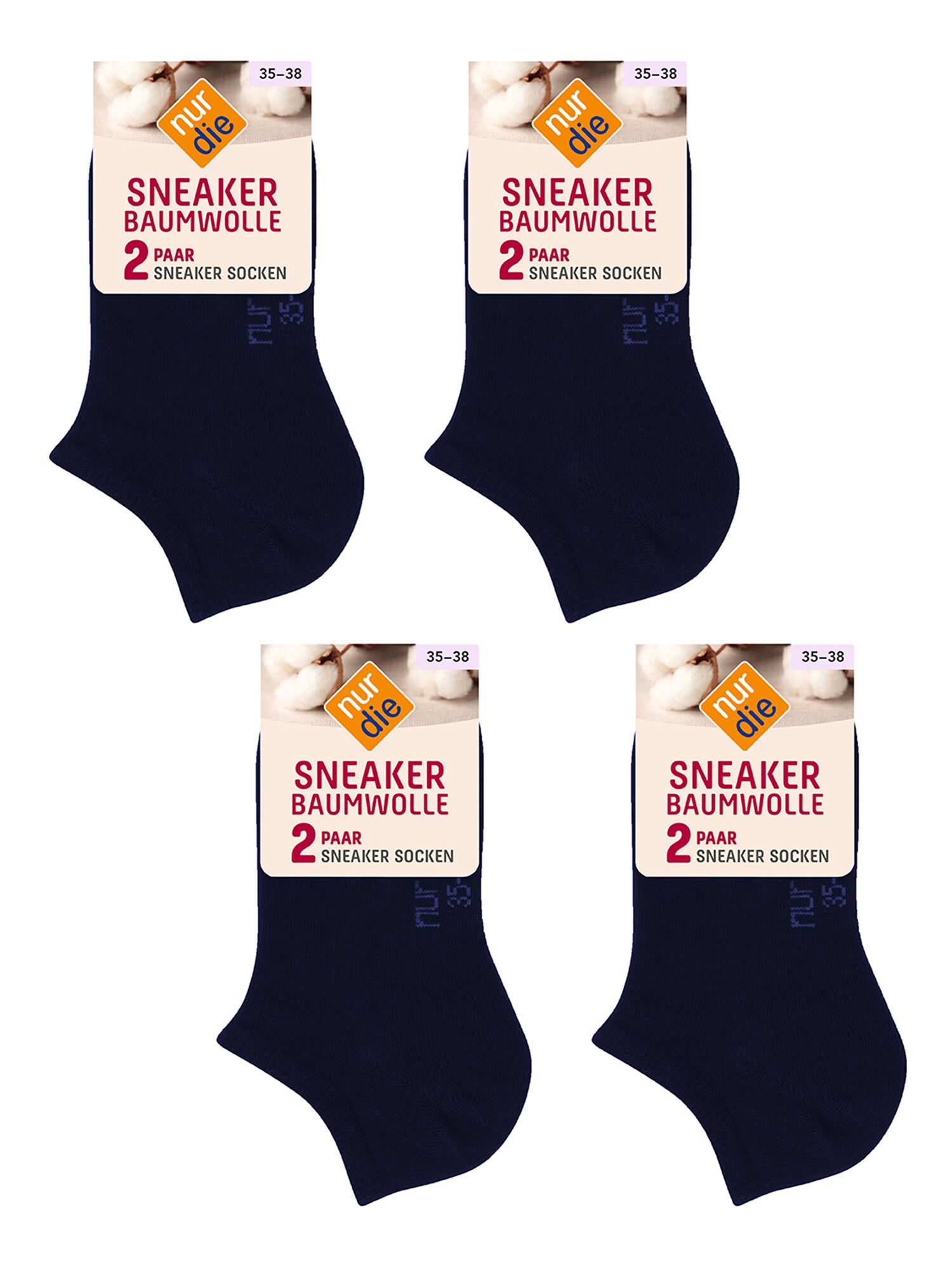 NUR DIE Damen Sneakersocken Baumwolle 8er Pack - Bild 1
