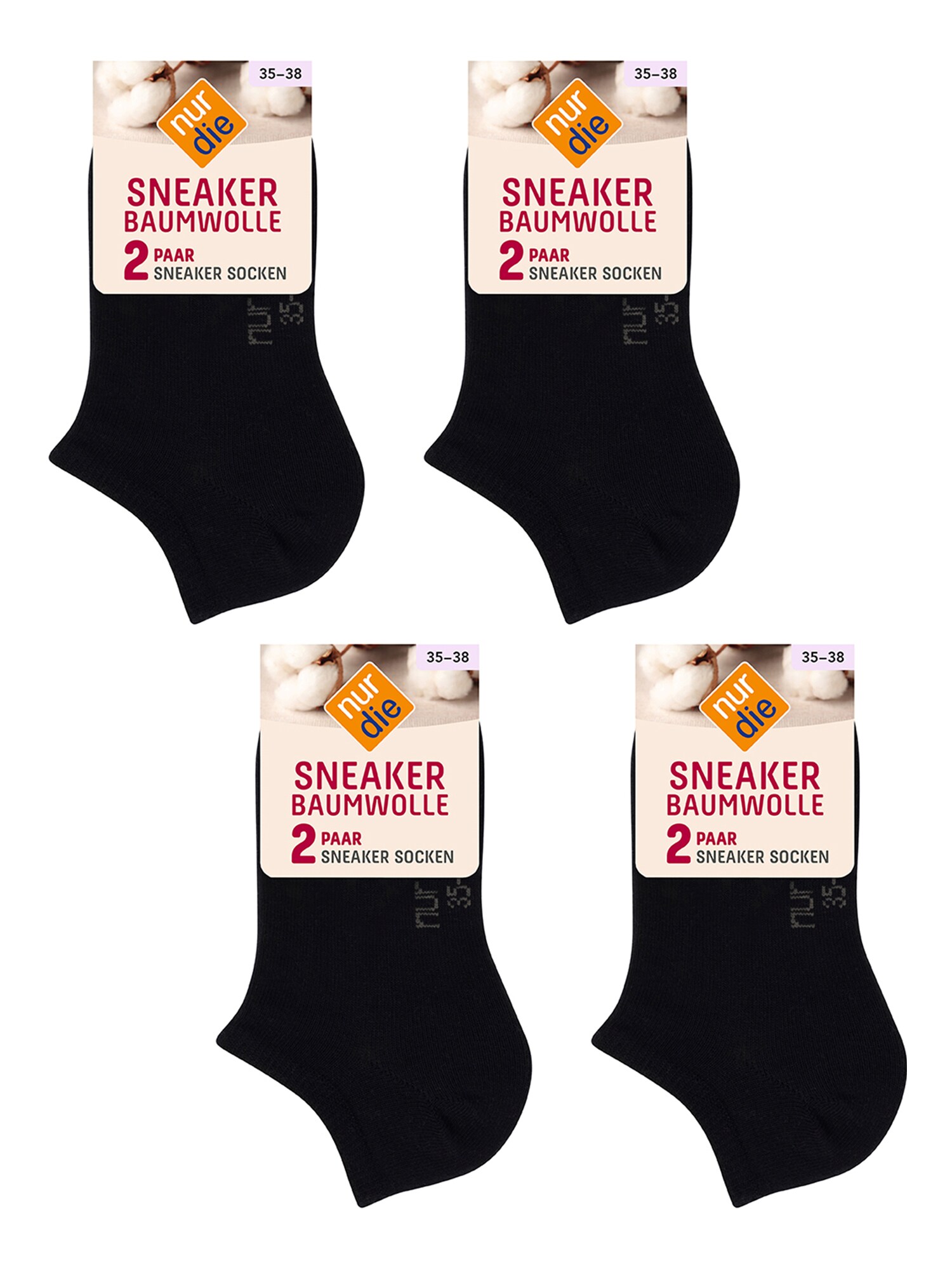 NUR DIE Damen Sneakersocken Baumwolle 8er Pack - Bild 1