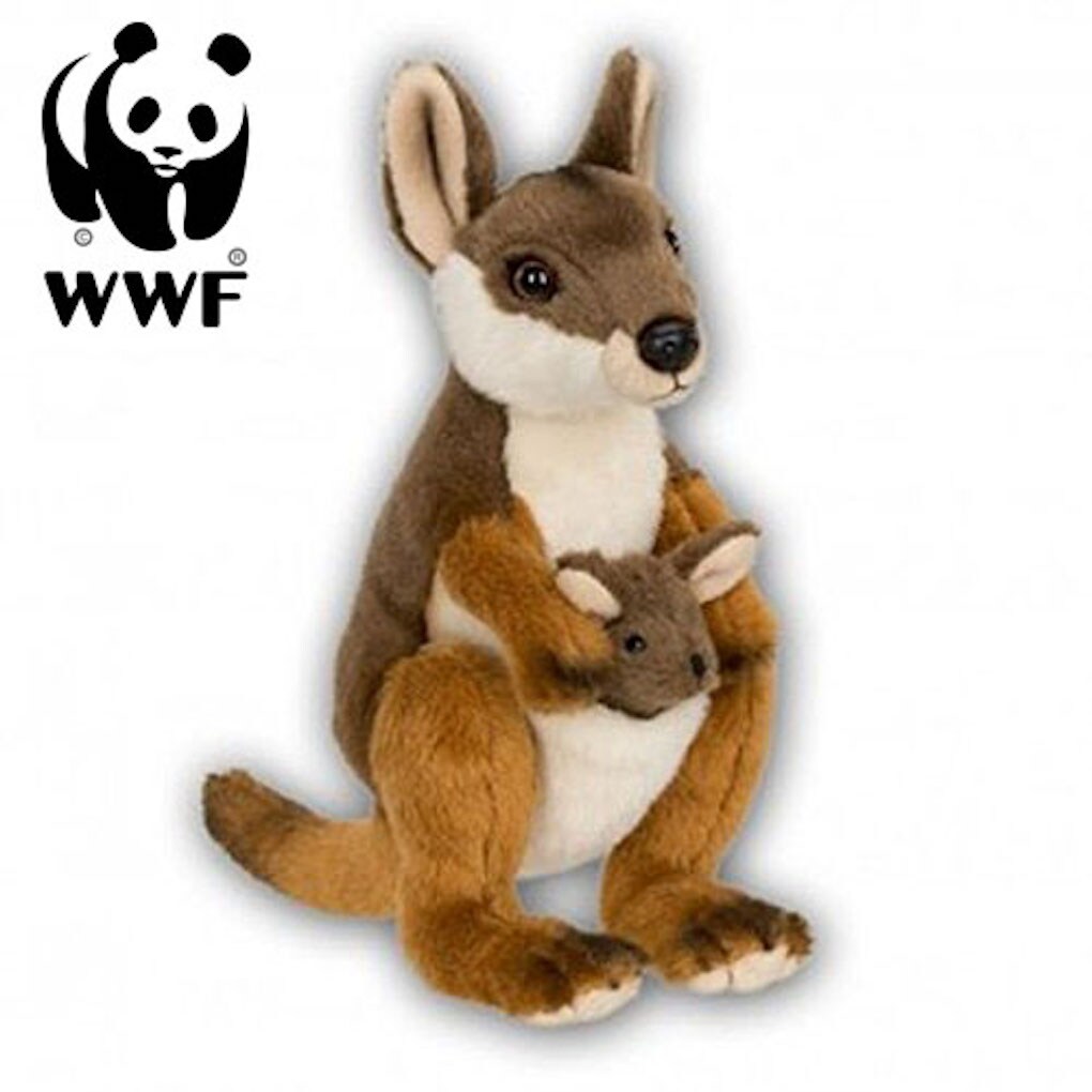 WWF Pl&uuml;schtier K&auml;nguru mit Baby (19cm) lebensecht Kuscheltier Stofftier Kangaroo Joey - Bild 1