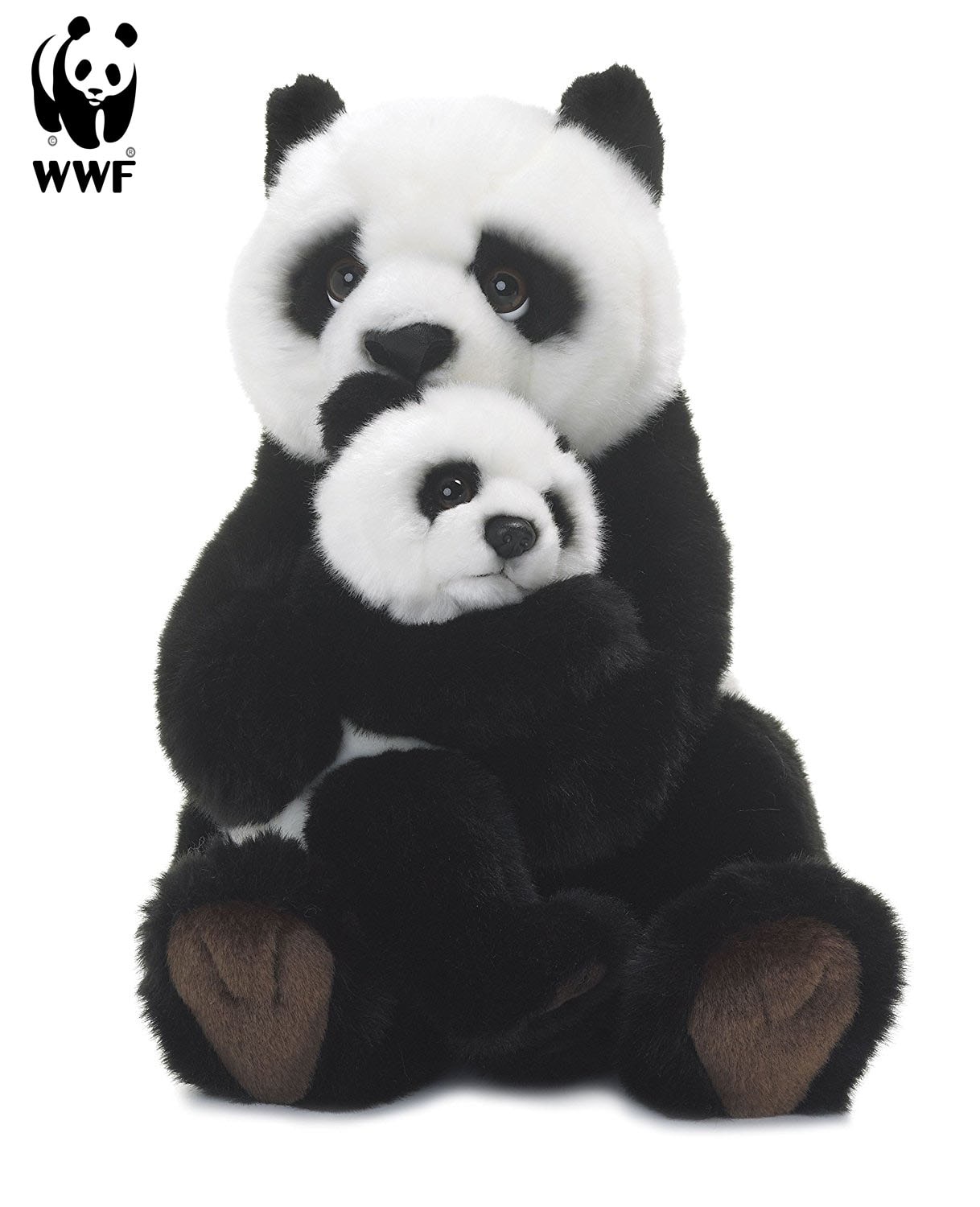 WWF Pl&uuml;schtier Pandamutter mit Baby (28cm) lebensecht Kuscheltier Stofftier - Bild 1