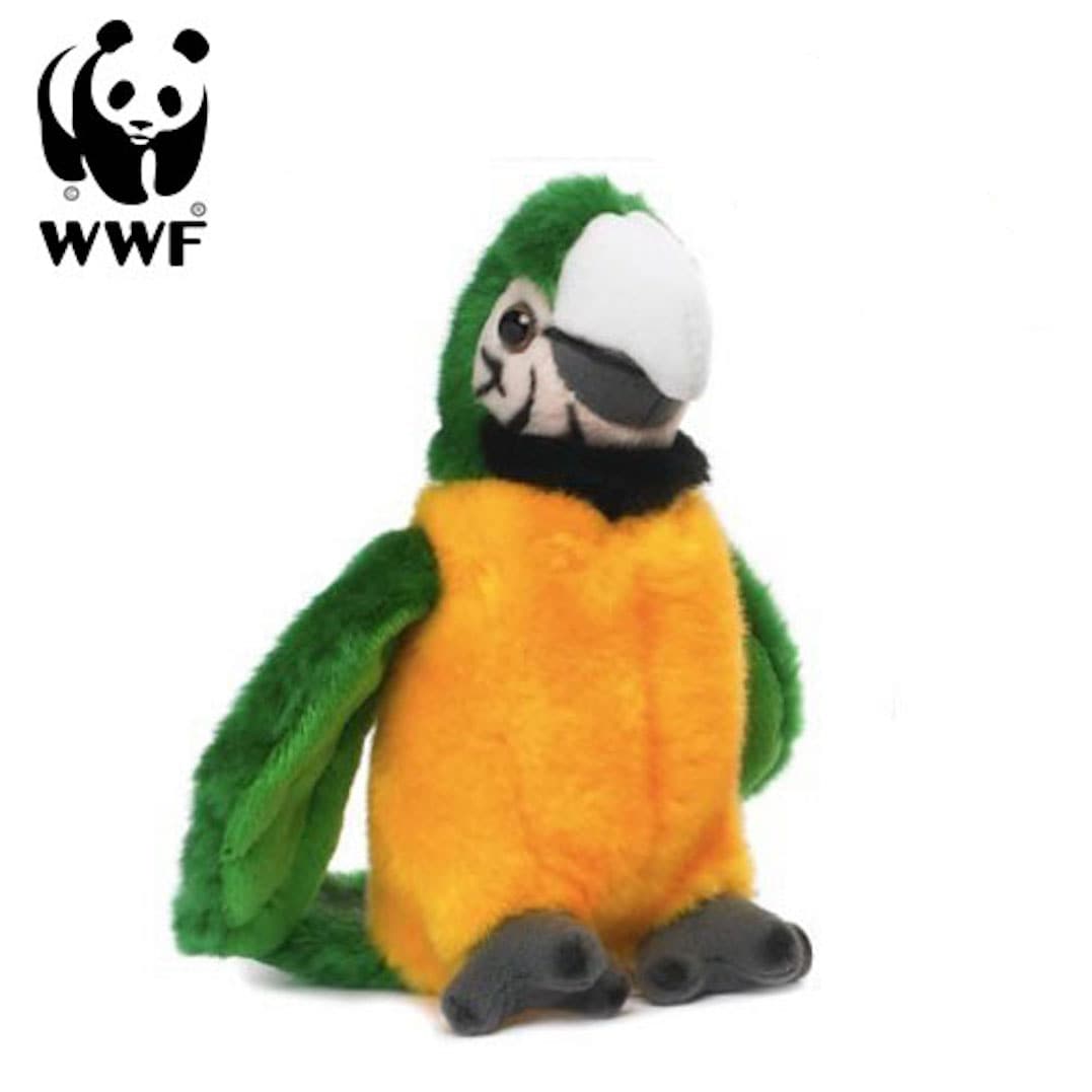WWF - Pl&uuml;schtier - Gr&uuml;ngelber Ara Papagei (mit Sound, 14cm) lebensecht Kuscheltier Stofftier - Bild 1