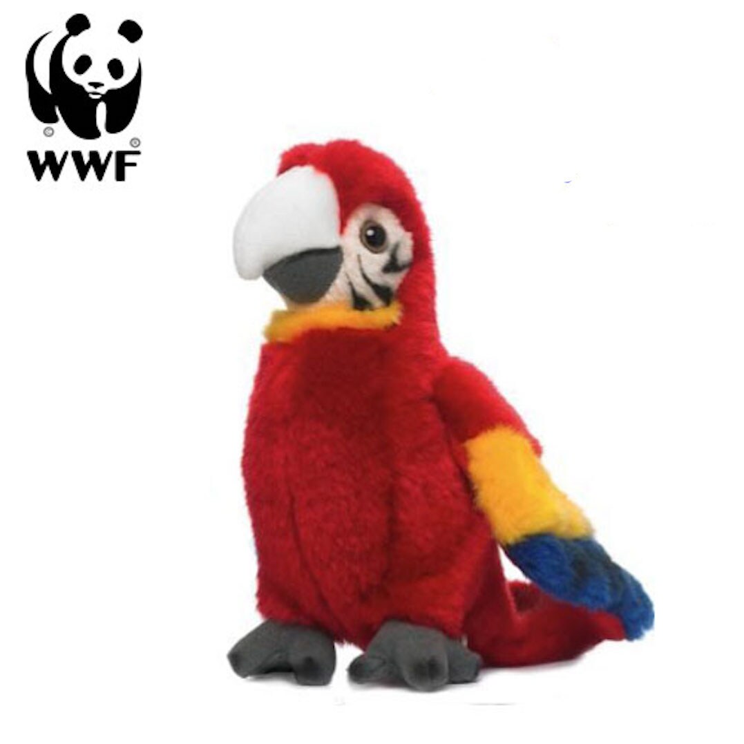 WWF Pl&uuml;schtier Hellroter Ara Papagei (mit Sound, 14cm) lebensecht Kuscheltier Stofftier - Bild 1