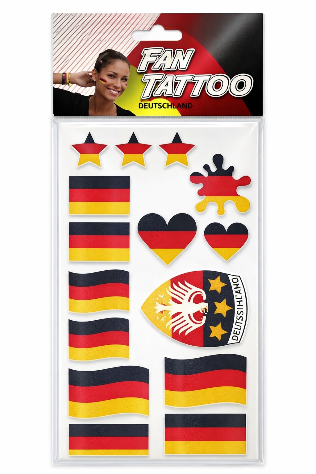 Deutschland Tattoos Fanartikel Schwarz Rot Gold tempor&auml;re Flaggen Body Art Kinder Erwachsene - Bild 1