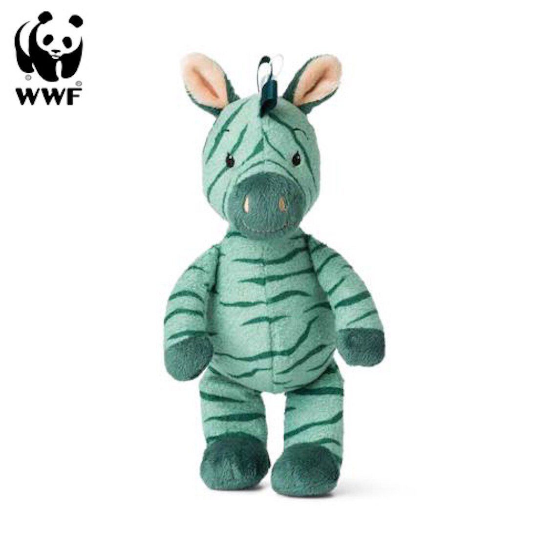 WWF Cub Club - Ziko das Zebra (gr&uuml;n, 22cm) mit Gl&ouml;ckchen Kuscheltier Stofftier f&uuml;r Kleinkinder - Bild 1