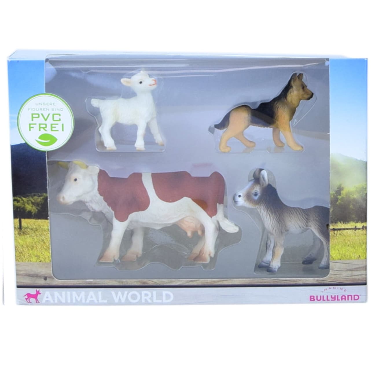 Bullyland Animal World Ziege Hund Esel Kuh PVC-frei Tierfiguren Kinder Sammelfiguren - Bild 1