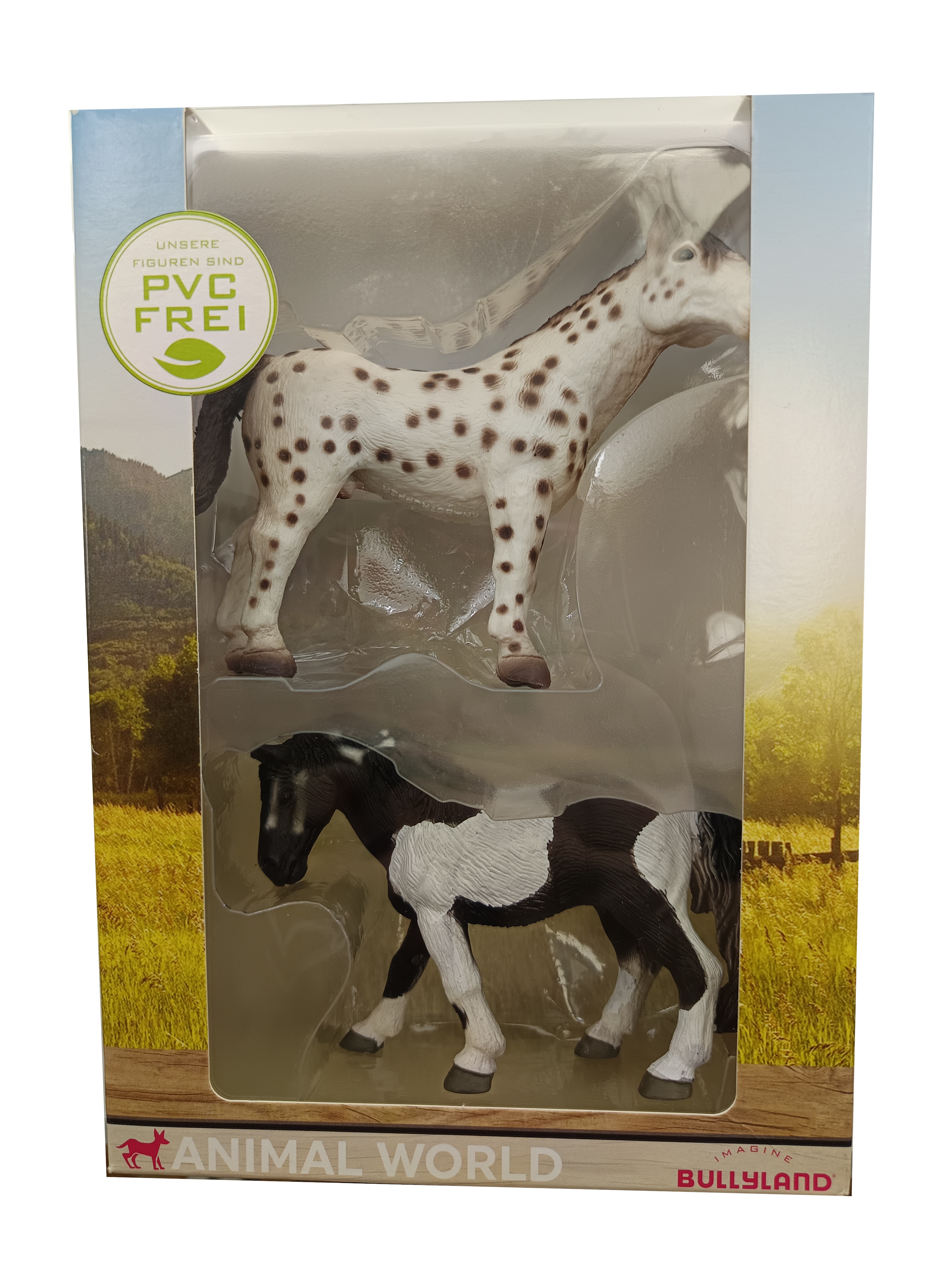 Bullyland Animal World 2 Pferde Lewitzer Schecke Knabstrupper PVC-frei Kinder Sammelfigur - Bild 1