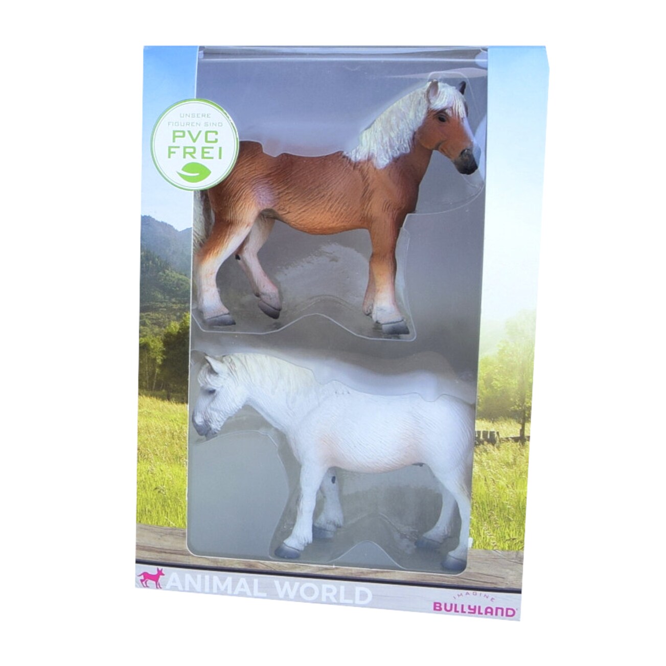 Bullyland Animal World 2 Pferde Set Haflinger Camargue PVC-frei Sammelfigur Kinder - Bild 1