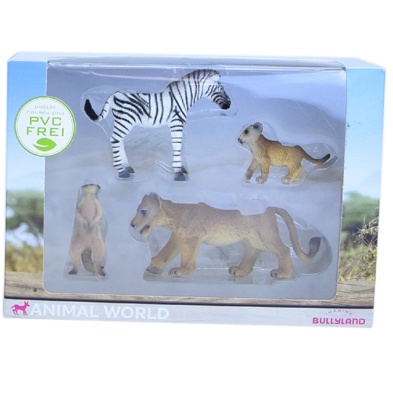 Bullyland Animal World Zebra Erdm&auml;nnchen L&ouml;win kleiner L&ouml;we PVC-frei Tierfiguren Kinder Sammelfiguren - Bild 1