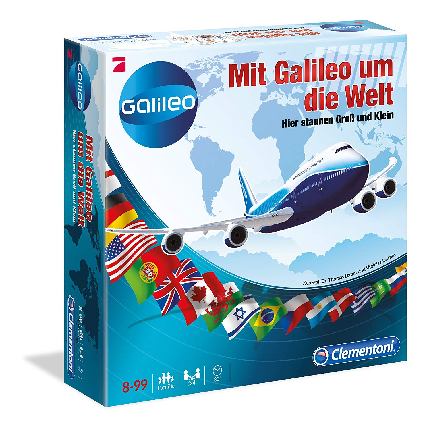 Clementoni - Mit Galileo um die Welt - Brettspiel Familienspiel Wissensspiel Pro7 - Bild 1
