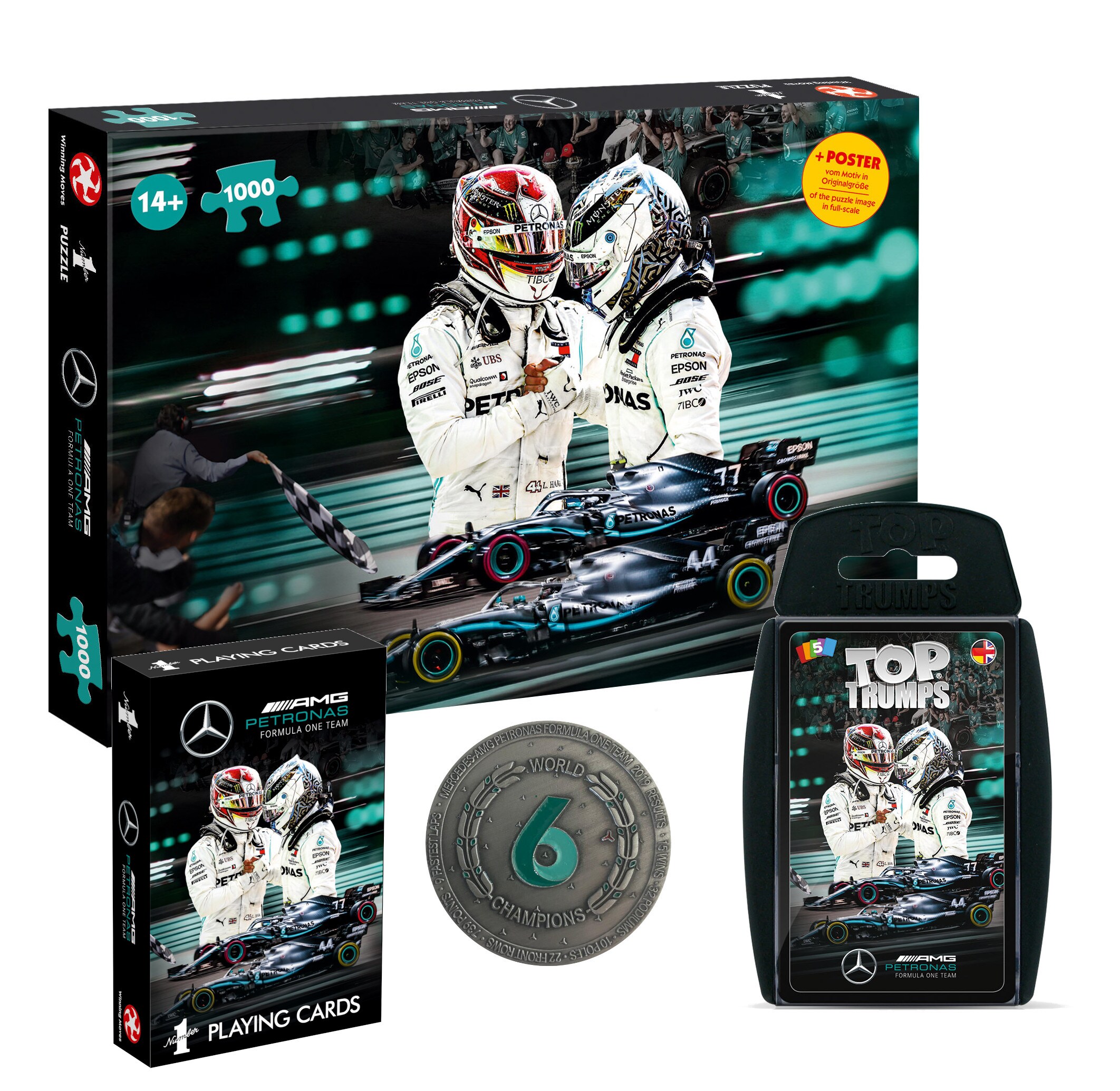 Mercedes-AMG Petronas Motorsport Fanbundle Puzzle Karten Coin Formel 1 Set - Bild 1