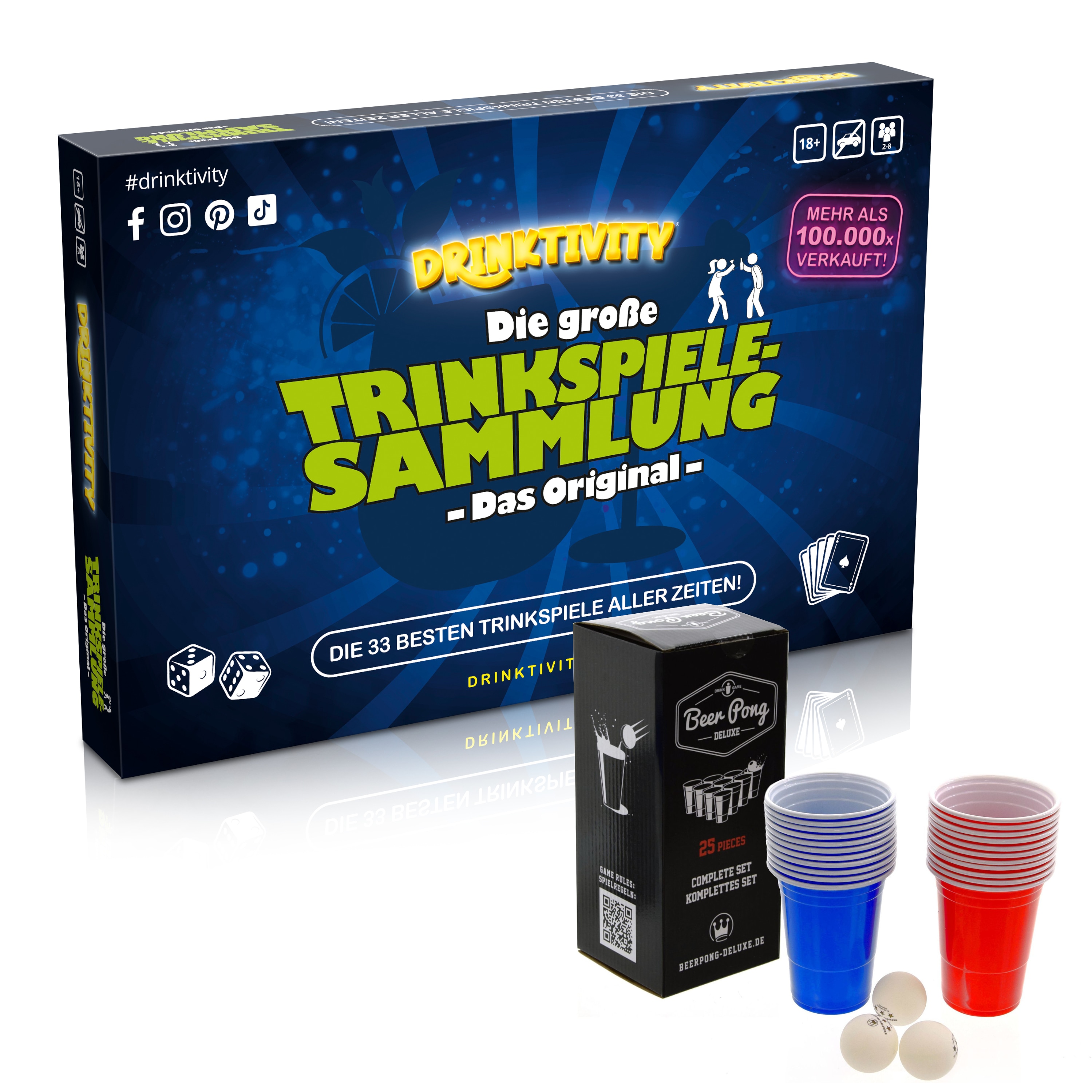 Party BUNDLE Trinkspiel Sammlung Drinktivity mit Beerpong Set f&uuml;r ab 18 Jahren - Bild 1