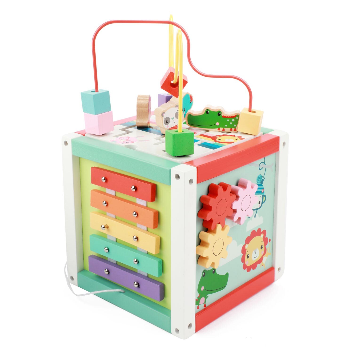 Fisher-Price – Holz-Aktivitätswürfel 5in1 Spielzeug Würfel ab 18 Monaten | 08714627009286