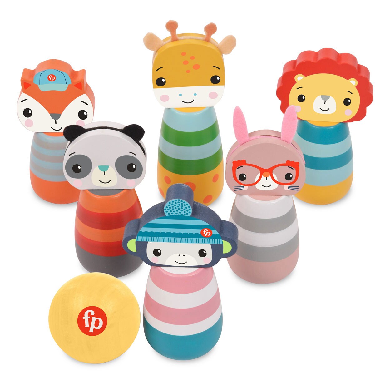 Fisher-Price - Holz-Tierkegel 6 St&uuml;ck + Ball - Bild 1