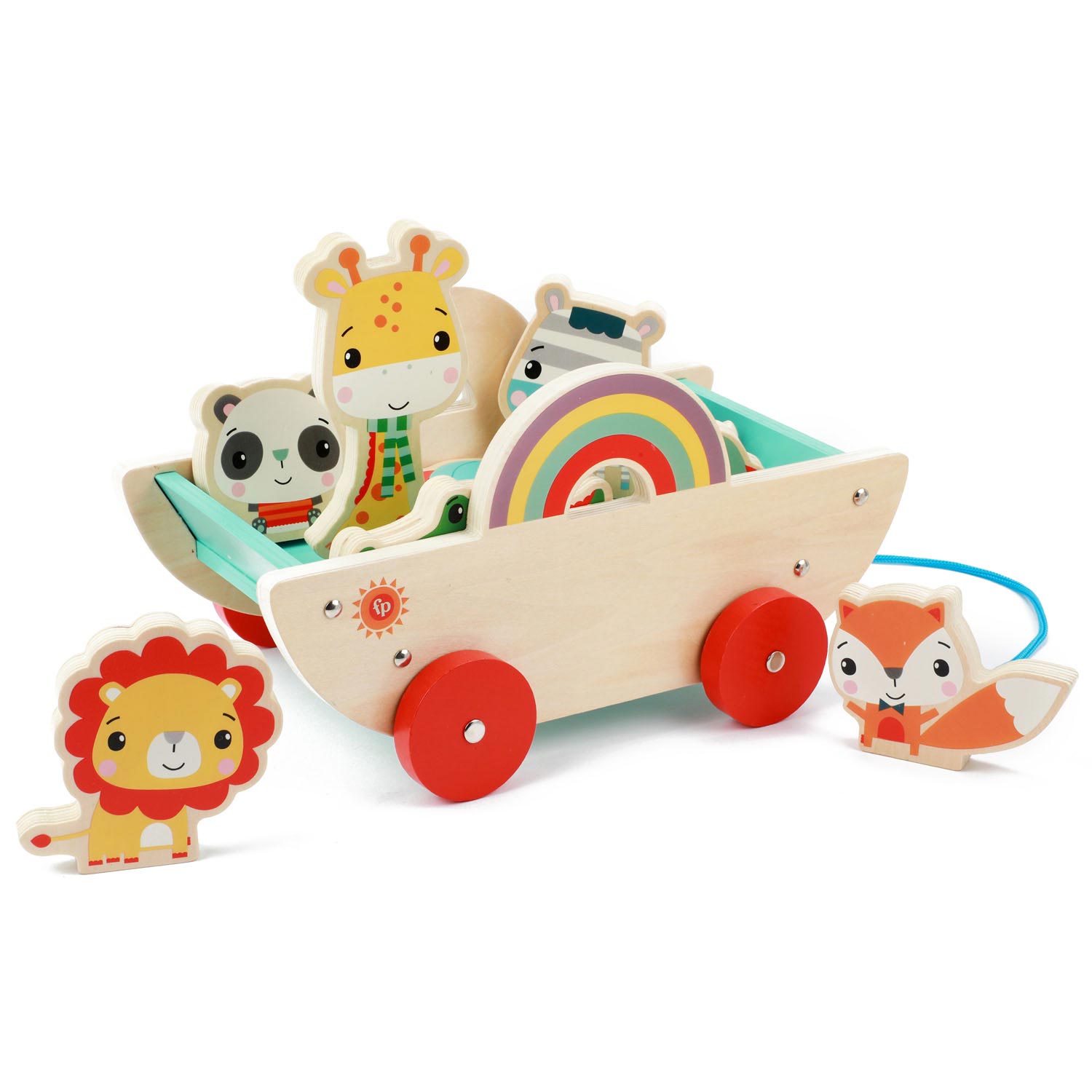 Fisher-Price - Holz-Ziehwagen mit 8 Tieren - Bild 1