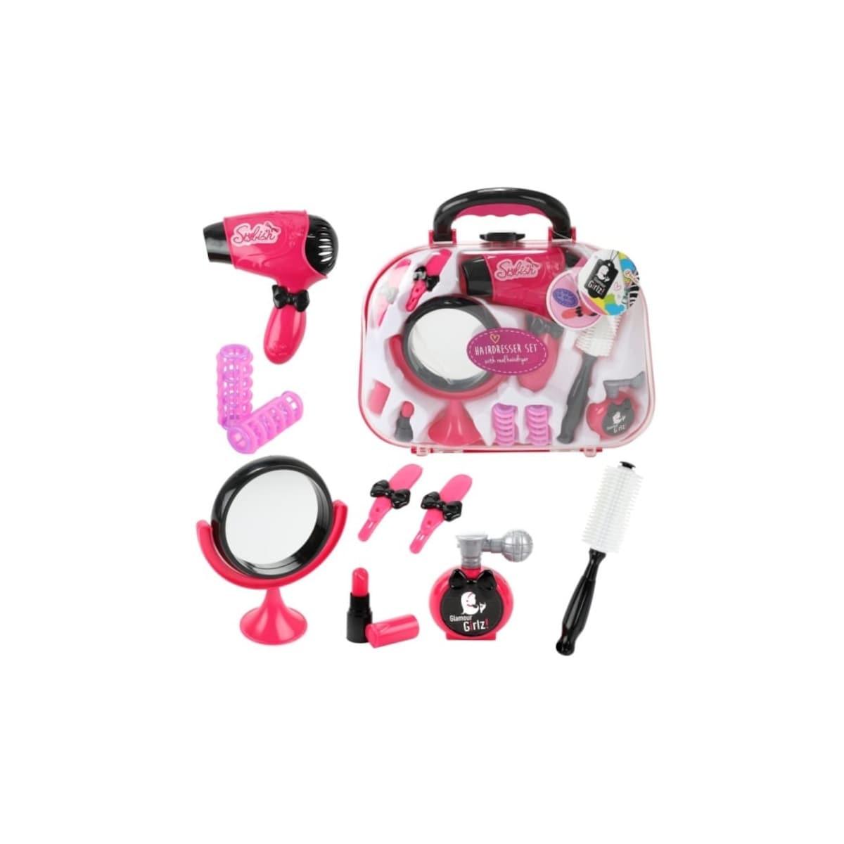 Toi-Toys GLAMOUR SHINE Friseurset mit echtem F&ouml;n, Koffer & Zubeh&ouml;r f&uuml;r Kinder ab 3 Jahren - Bild 1