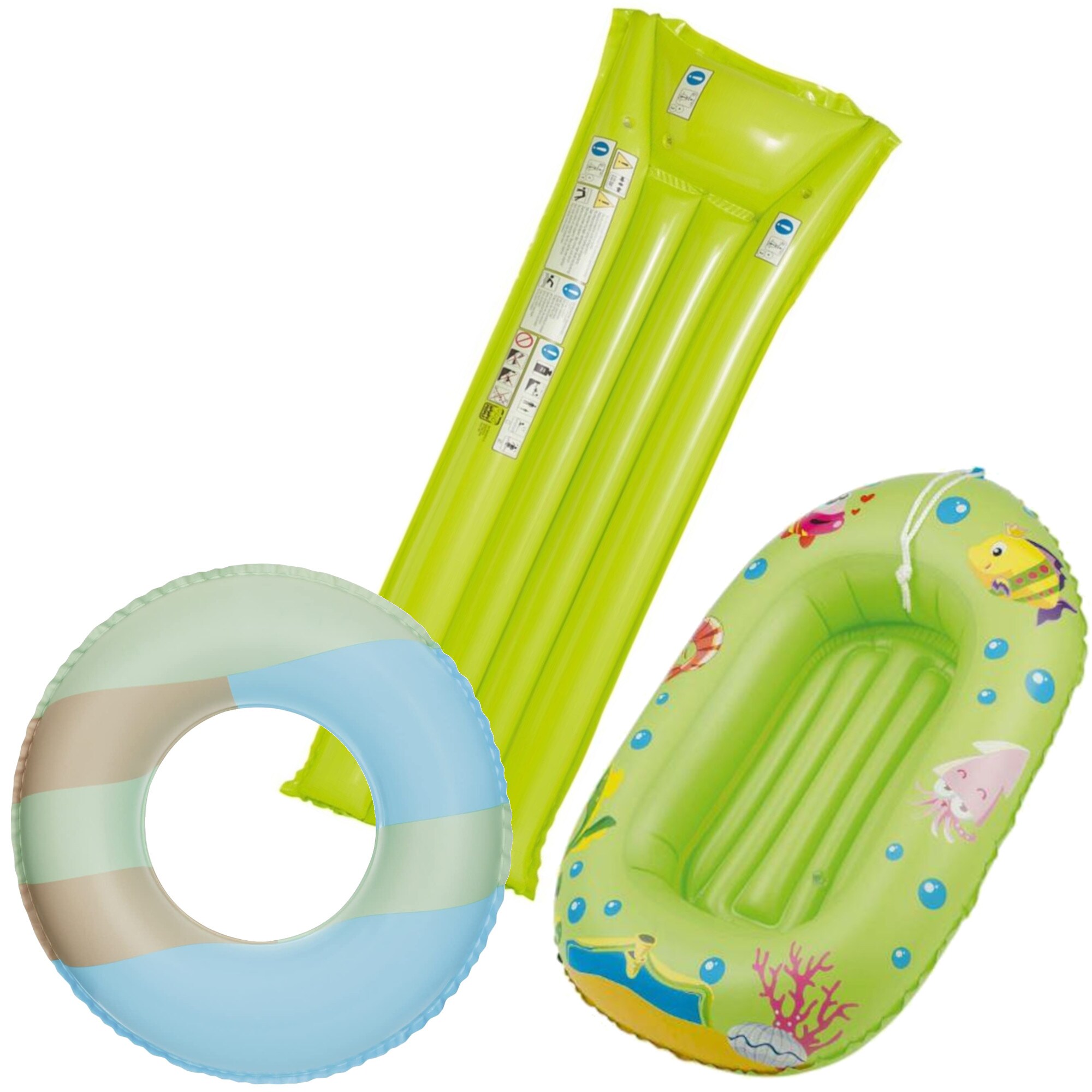 Wehncke - Kinderbade-Set (Schwimmring, Kinderboot, Luftmatratze) gr&uuml;n - Bild 1
