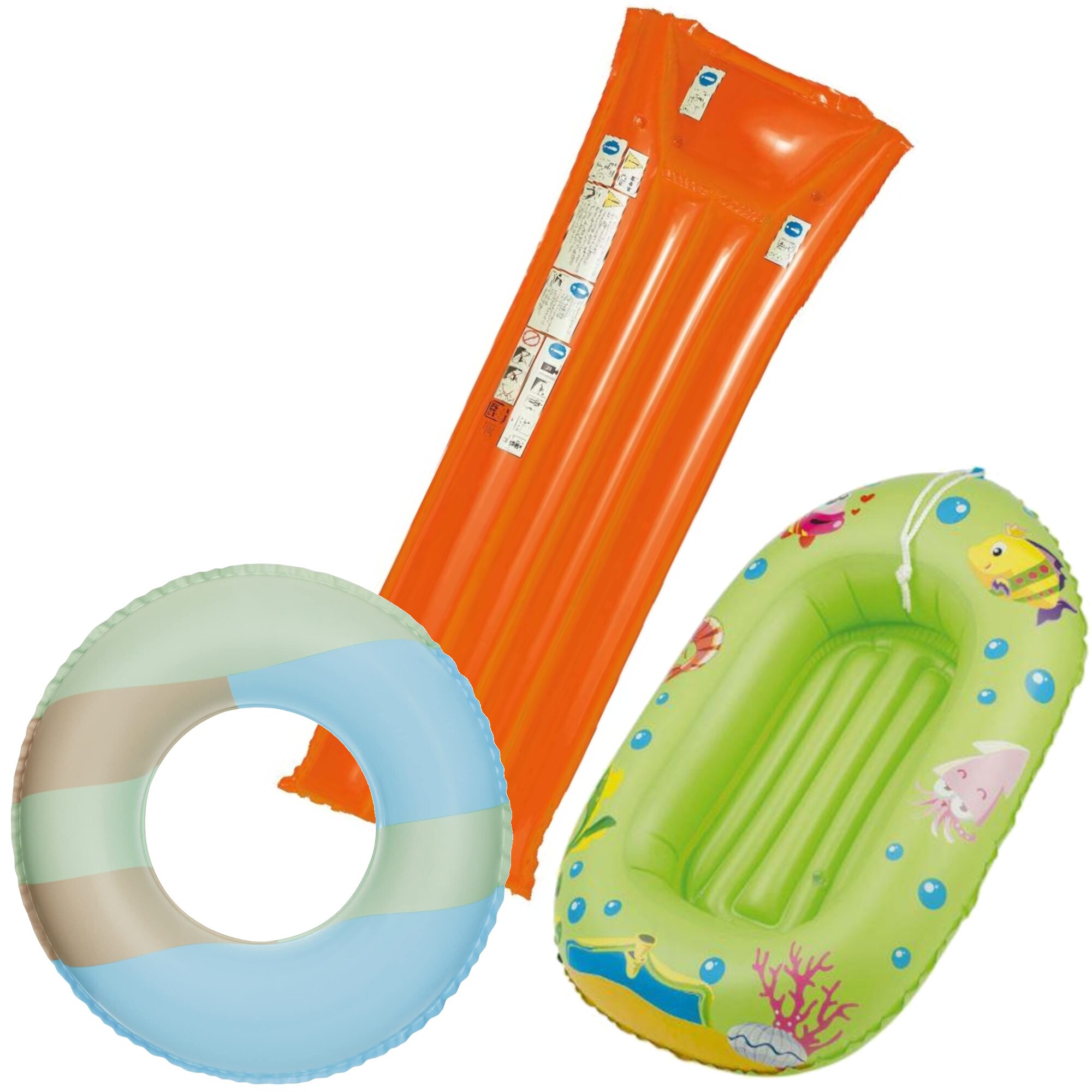 Wehncke - Kinderbade-Set (Schwimmring, Kinderboot, Luftmatratze) orange - Bild 1