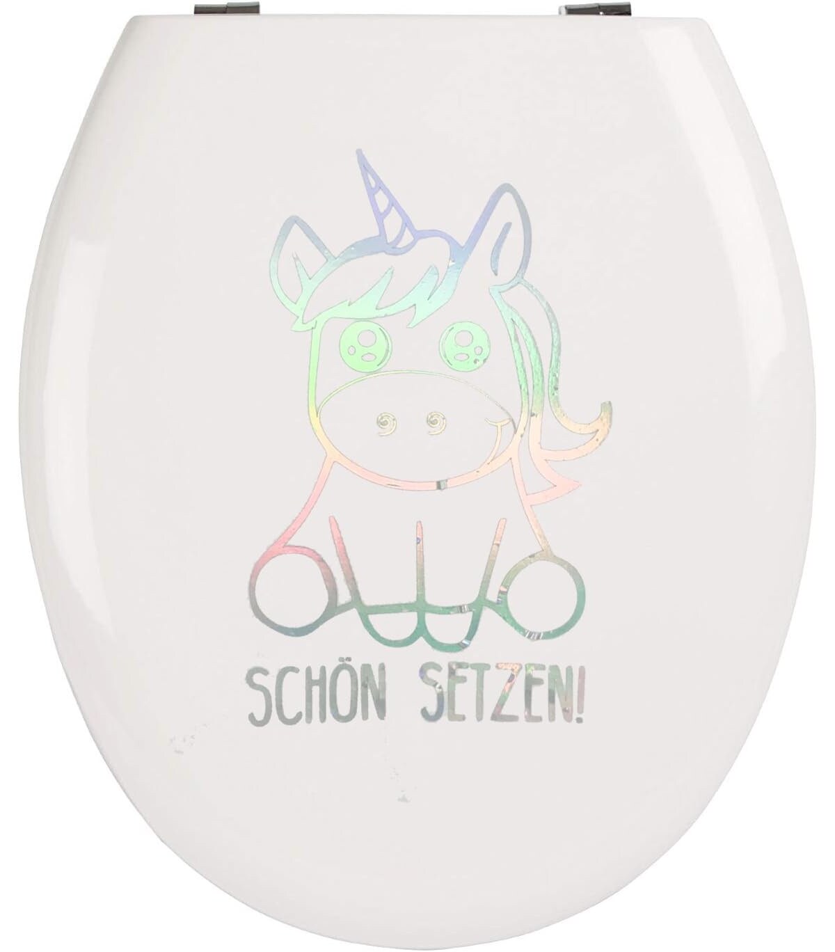 EinhornLiebe - WC-Deckel Aufkleber - SCH&Ouml;N SETZEN (25x8cm) Toilettendeckelaufkleber Deko - Bild 1