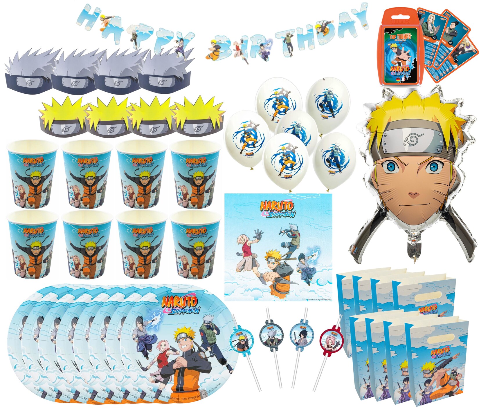 Naruto - Kindergeburtstags-Set (69-teilig) Teller Becher Dekoration Geburtstag