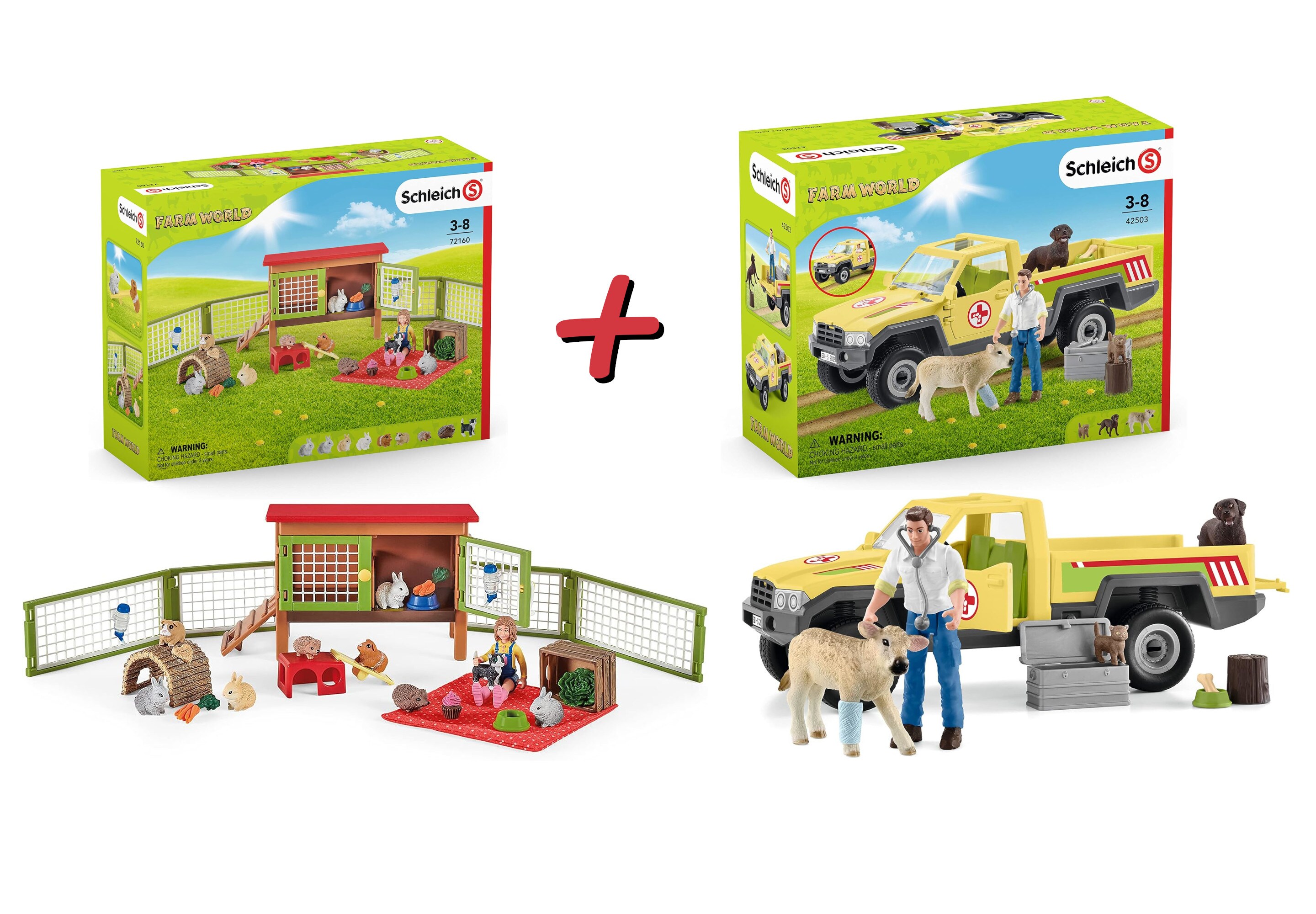 Schleich Farm World Set - Tierarztbesuch auf dem Bauernhof + Picknick mit kleinen Haustieren - Bild 1