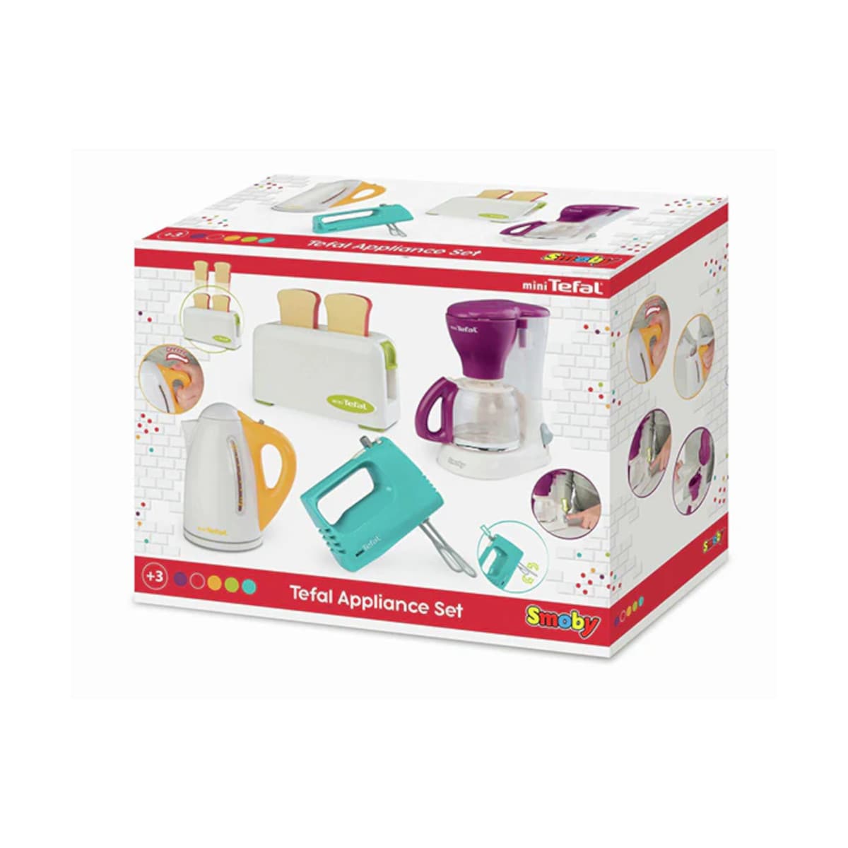Smoby 7600310536 - Tefal - Mini-Ger&auml;te-Set (Kaffeemaschine, Toaster, Wasserkocher, Handmixer) - Bild 1