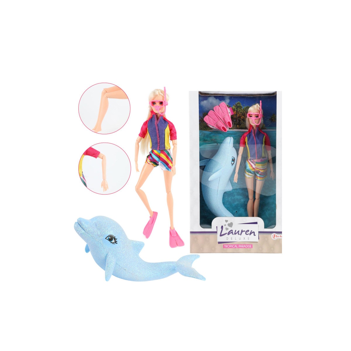 Toi-Toys LAUREN Teenager-Puppe 30&nbsp;cm &ndash; Taucher-Outfit & Glitzerdelfin Delfin f&uuml;r Kinder ab 3 Jahren - Bild 1