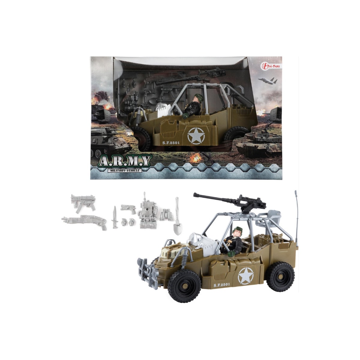 Toi-Toys ALFAFOX Strandbuggy Milit&auml;r-Set mit Zubeh&ouml;r f&uuml;r Kinder, Rollenspiel & Abenteuer ab 3 Jahren - Bild 1