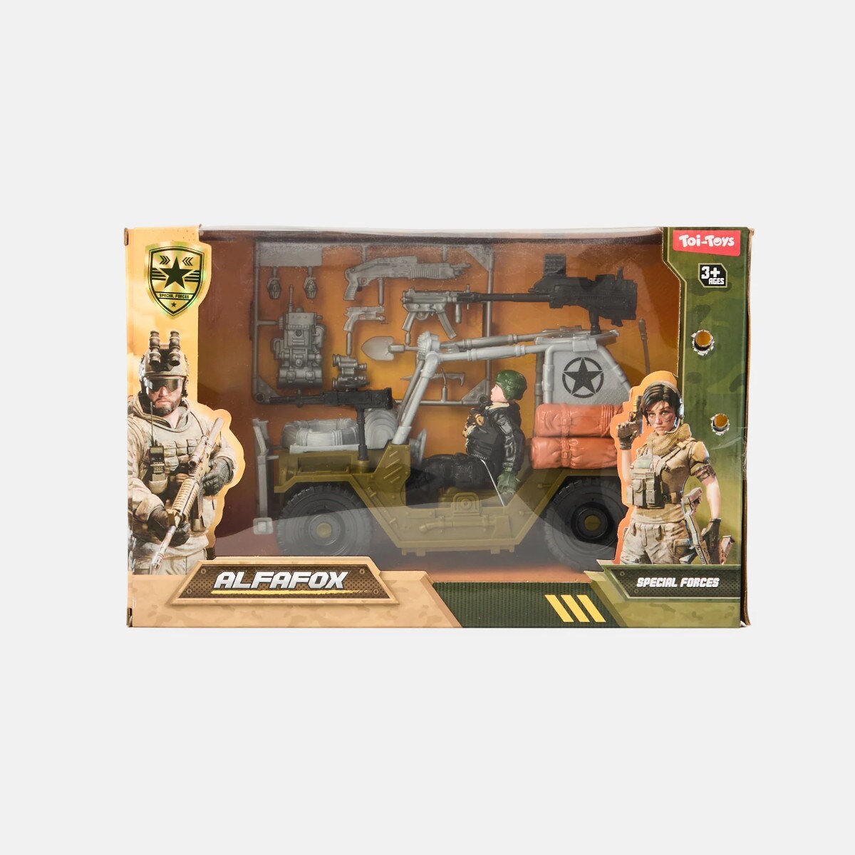 Toi-Toys ALFAFOX Jeep-Spielset mit Zubeh&ouml;r & Milit&auml;rfigur, Rollenspiel f&uuml;r Kinder ab 3 Jahren - Bild 1