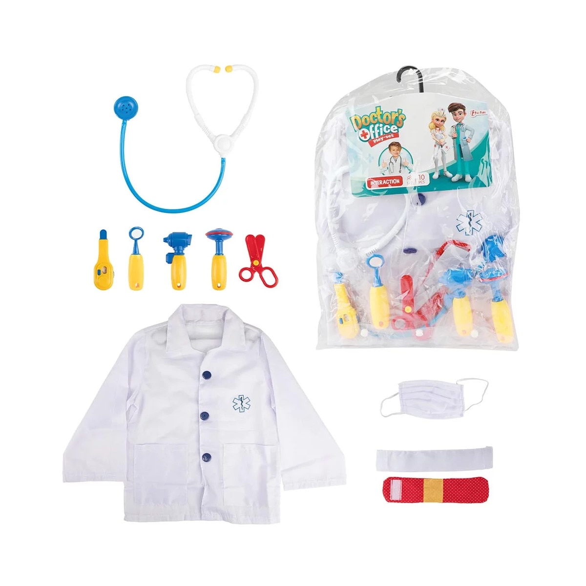 Toi-Toys - Doktor Verkleidungsset mit Jacke und Zubeh&ouml;r (10 teilig) f&uuml;r Kinder Kost&uuml;m Arzt Verkleidung - Bild 1