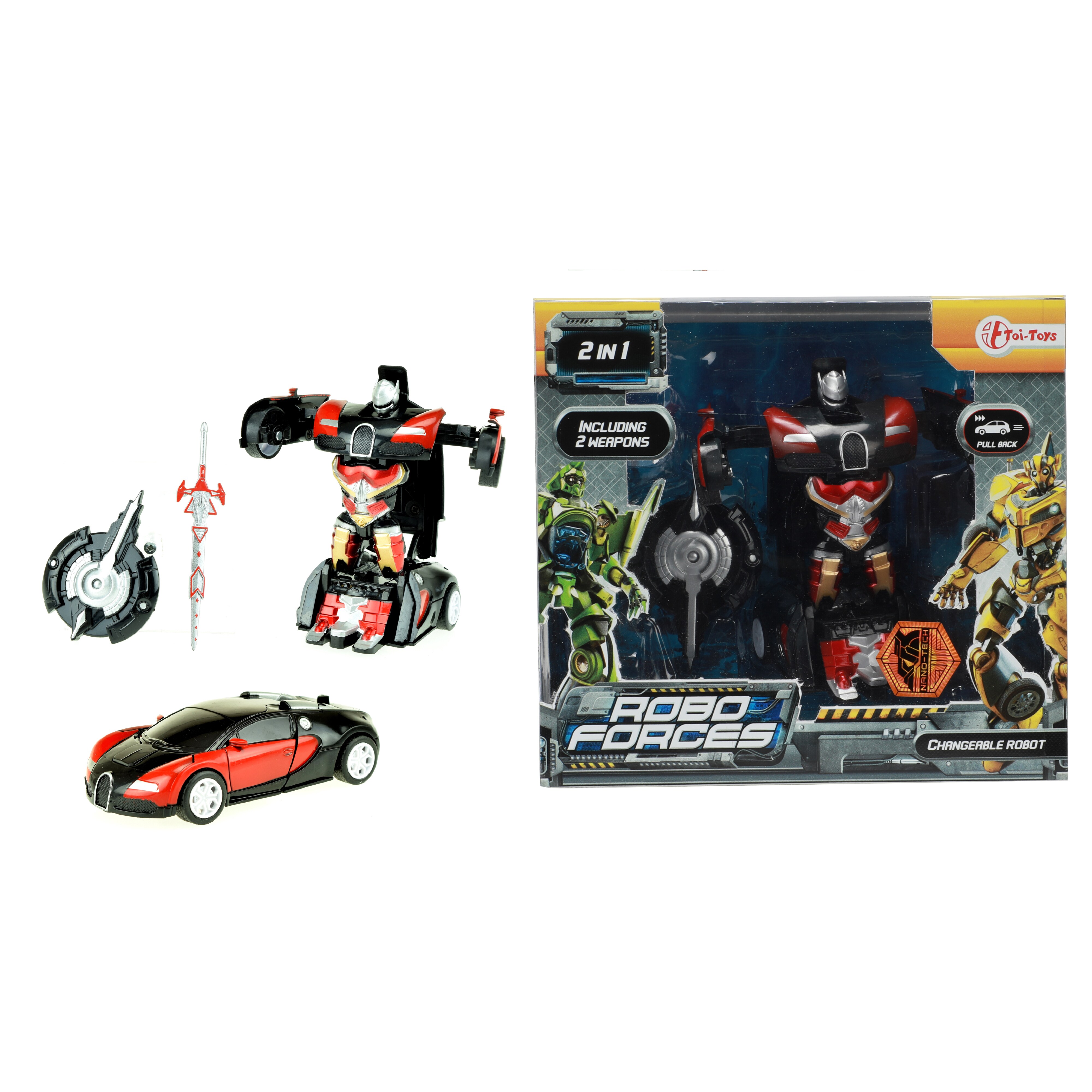 Toi-Toys - ROBOFORCES - Verwandlungsroboter Superauto Roboter Robot Auto Car changebale Pull back - Bild 1