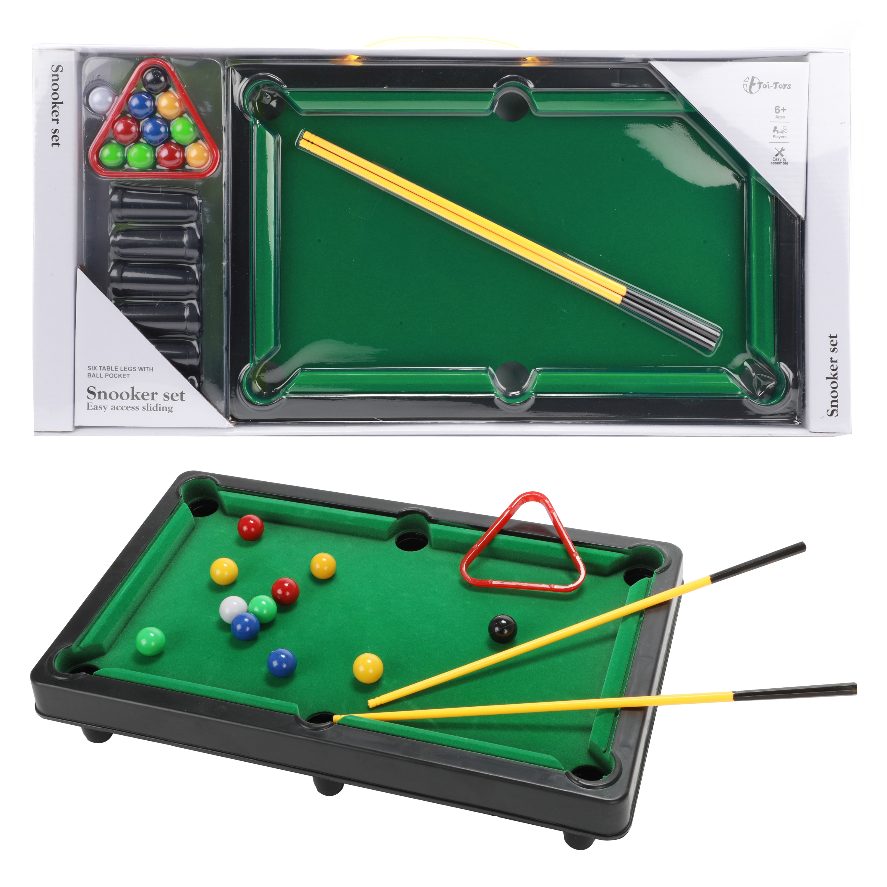 Toi-Toys - Mini Billardtisch Snooker Spiel mit Queues und B&auml;llen Gesellschaftsspiel Game Table - Bild 1