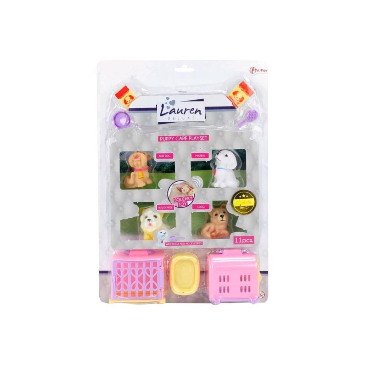 Toi-Toys LAUREN Welpe 4St Spielzeug Hunde Set mit Zubeh&ouml;r Transportbox ab 3 Jahren Kinder - Bild 1